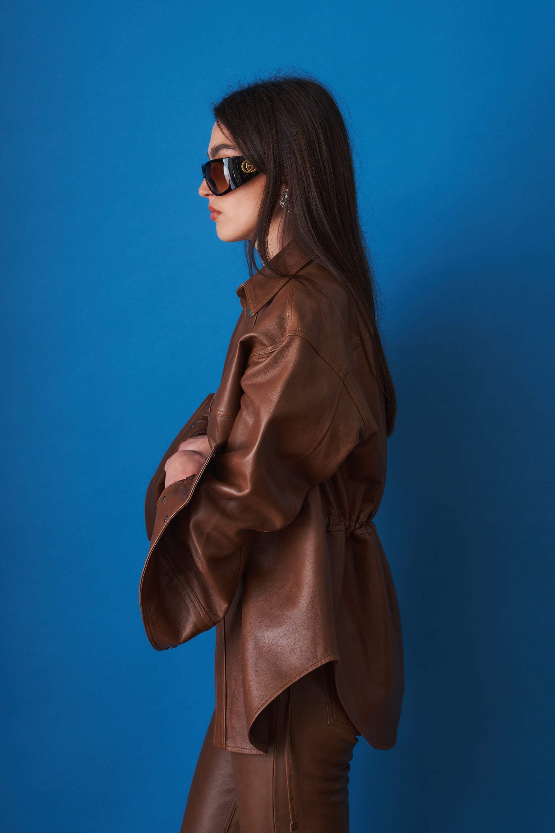 Victoria Silky Tan Leather Overshirt