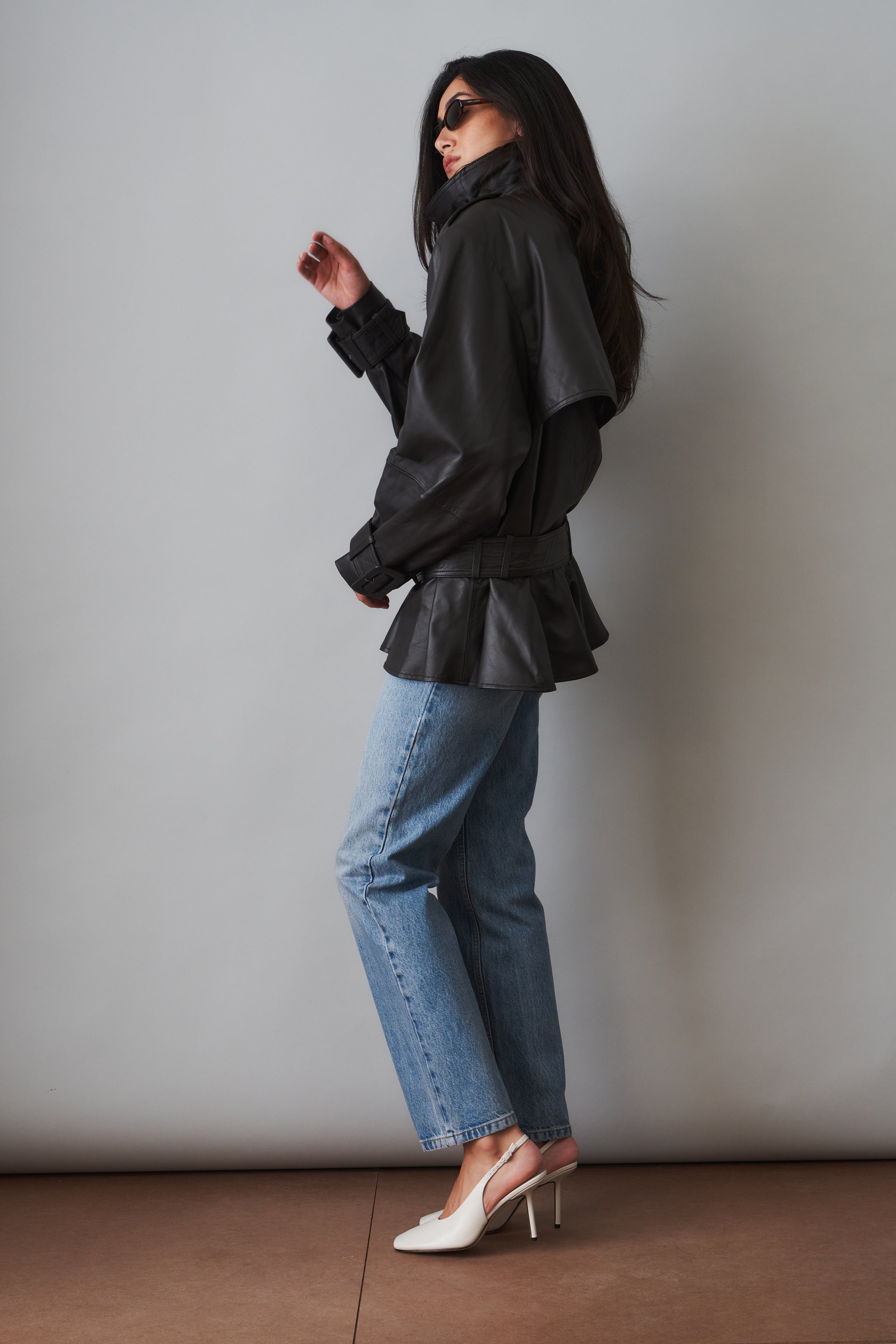 Elia Peplum Leather Jacket