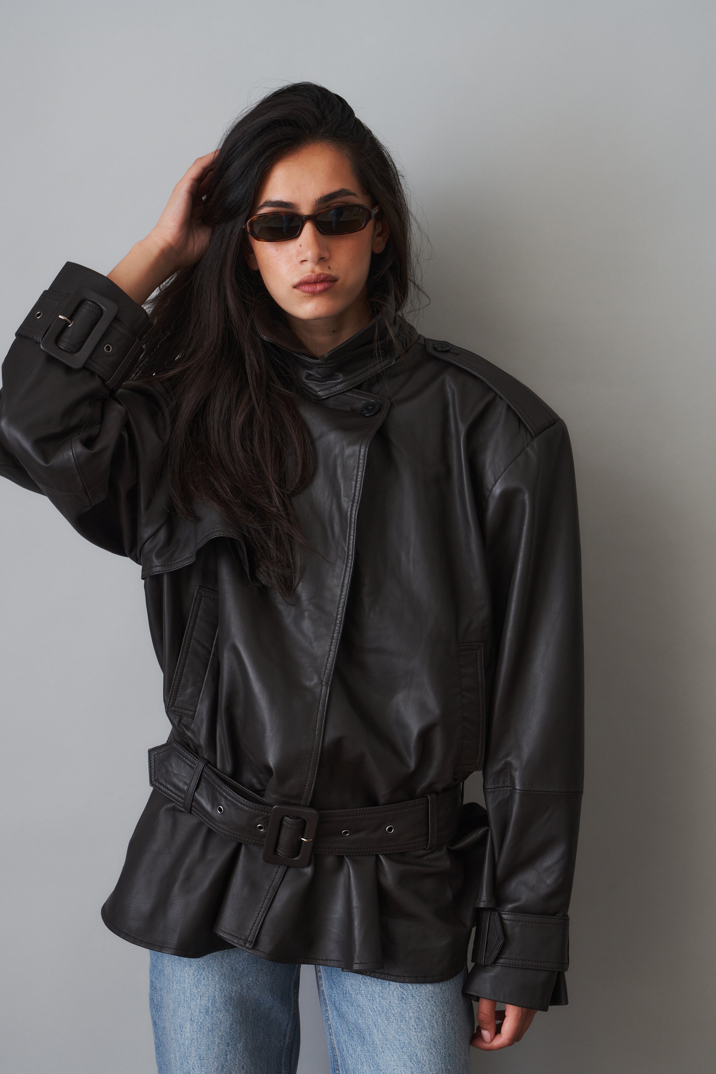 Elia Peplum Leather Jacket