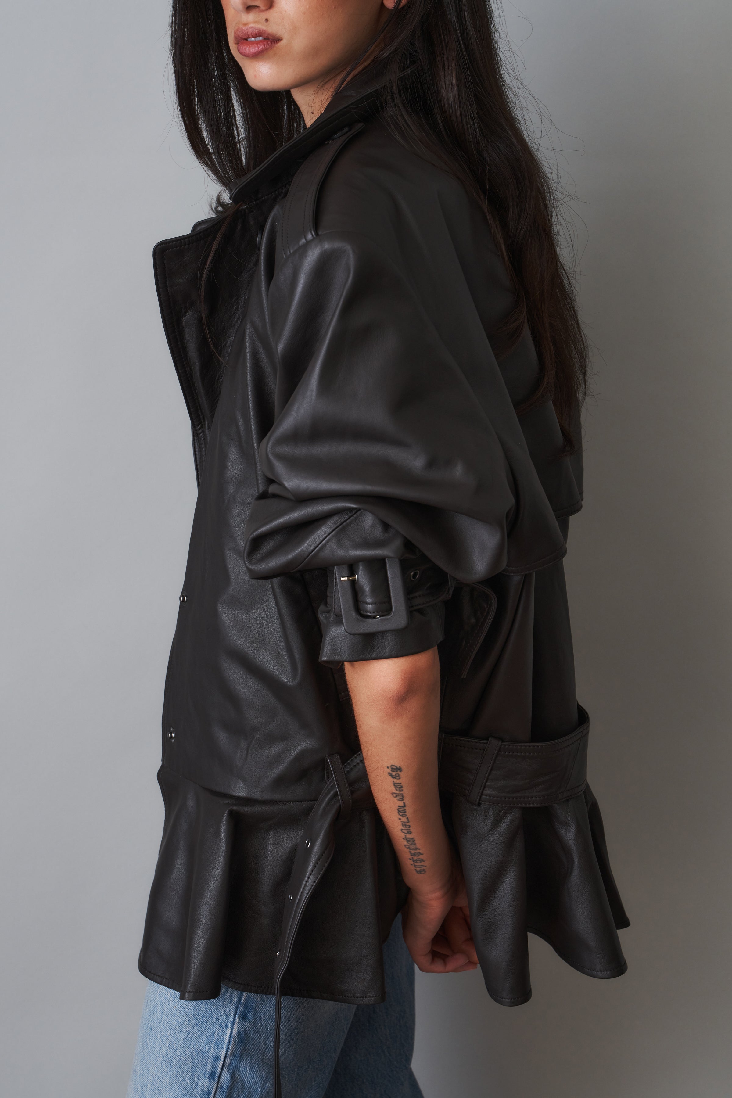 Elia Peplum Leather Jacket