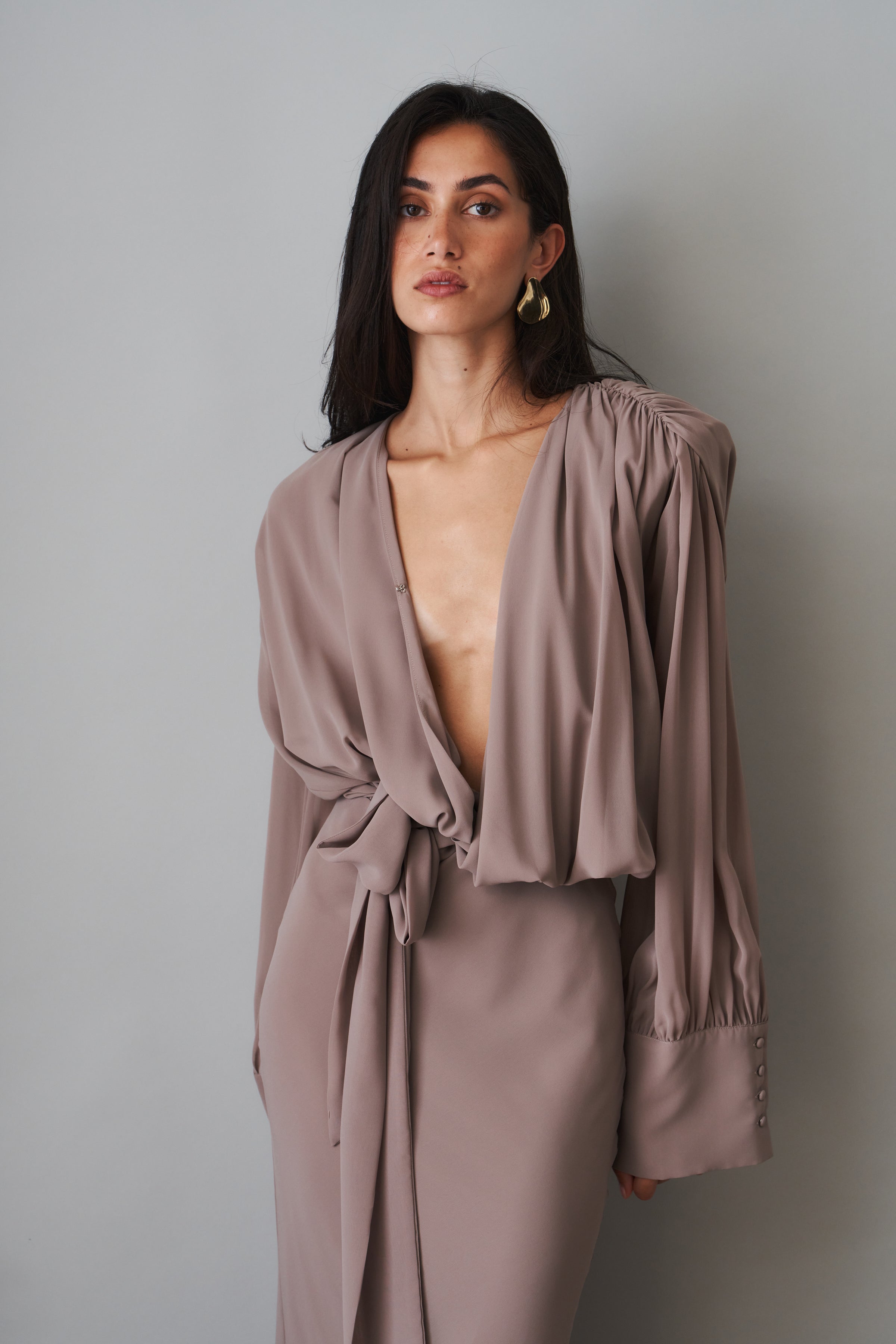 Chiffon Long Sleeve Maxi Dress