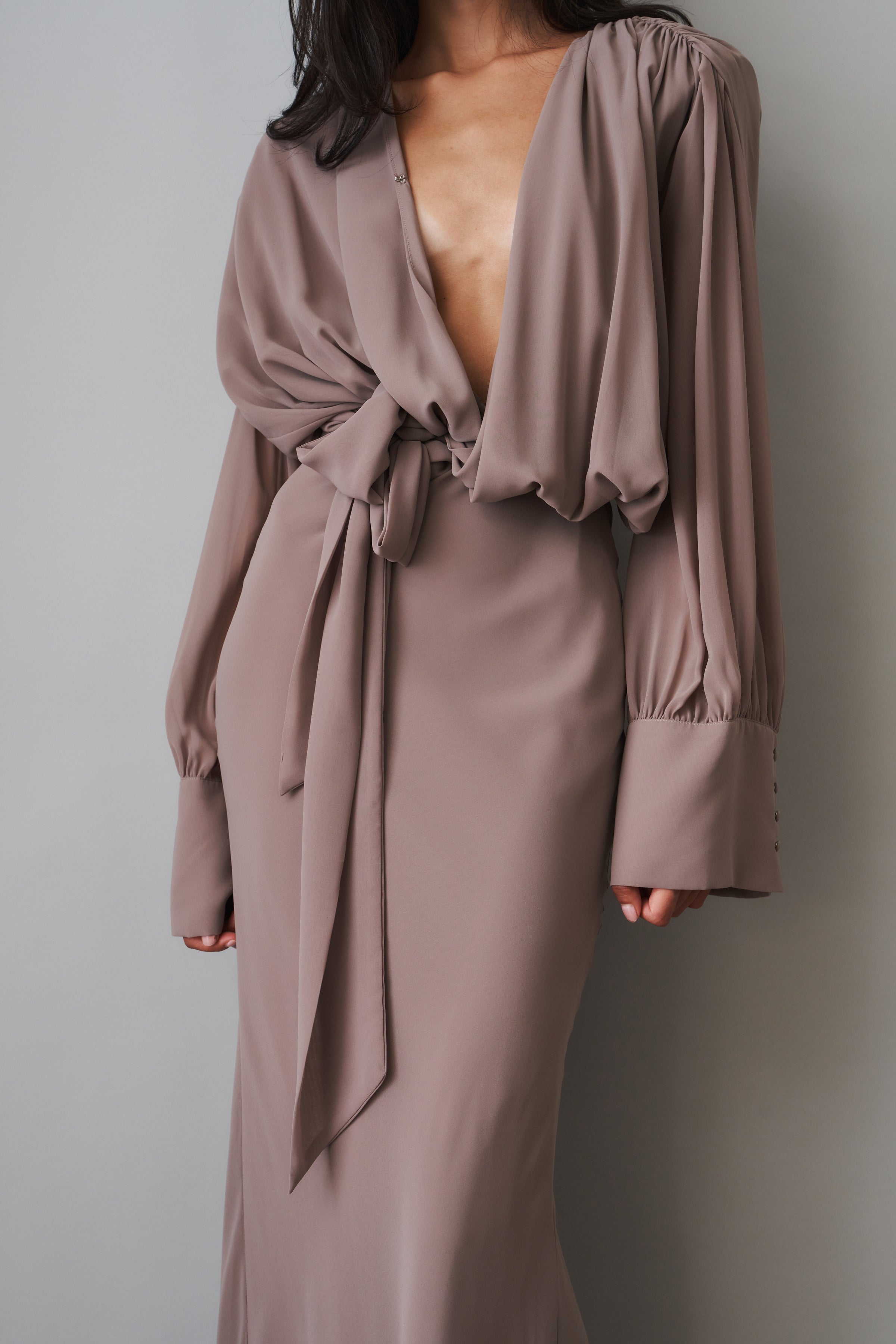 Chiffon Long Sleeve Maxi Dress