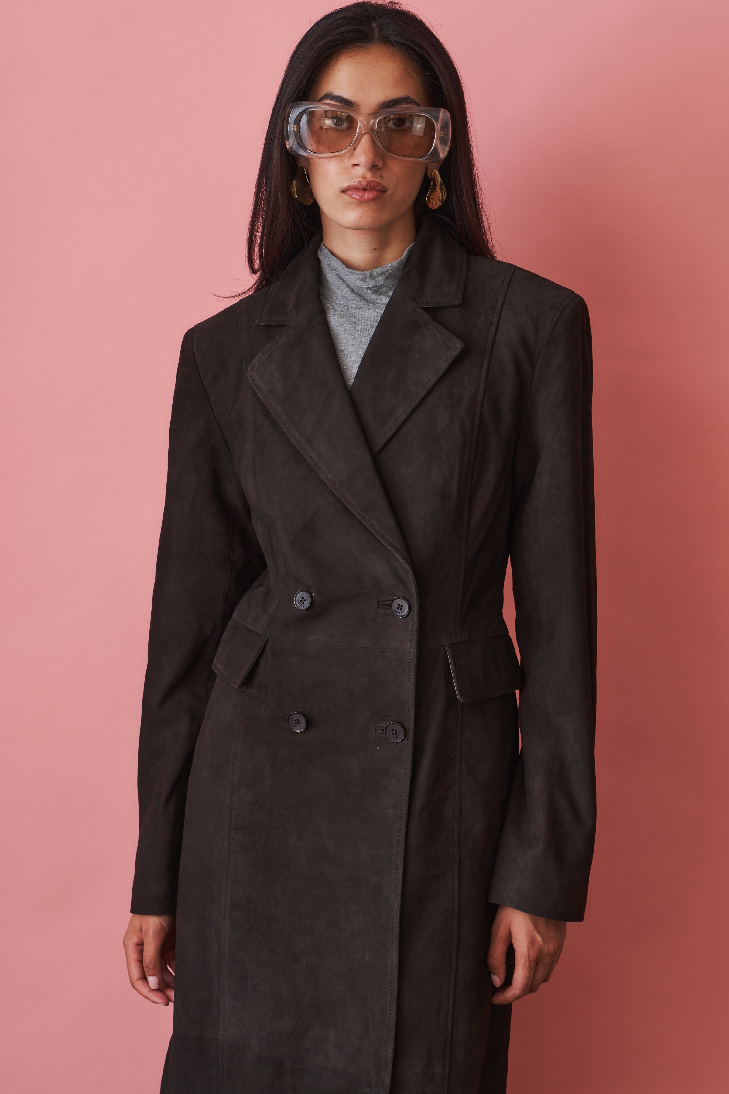 Venetta Ganache Suede Coat