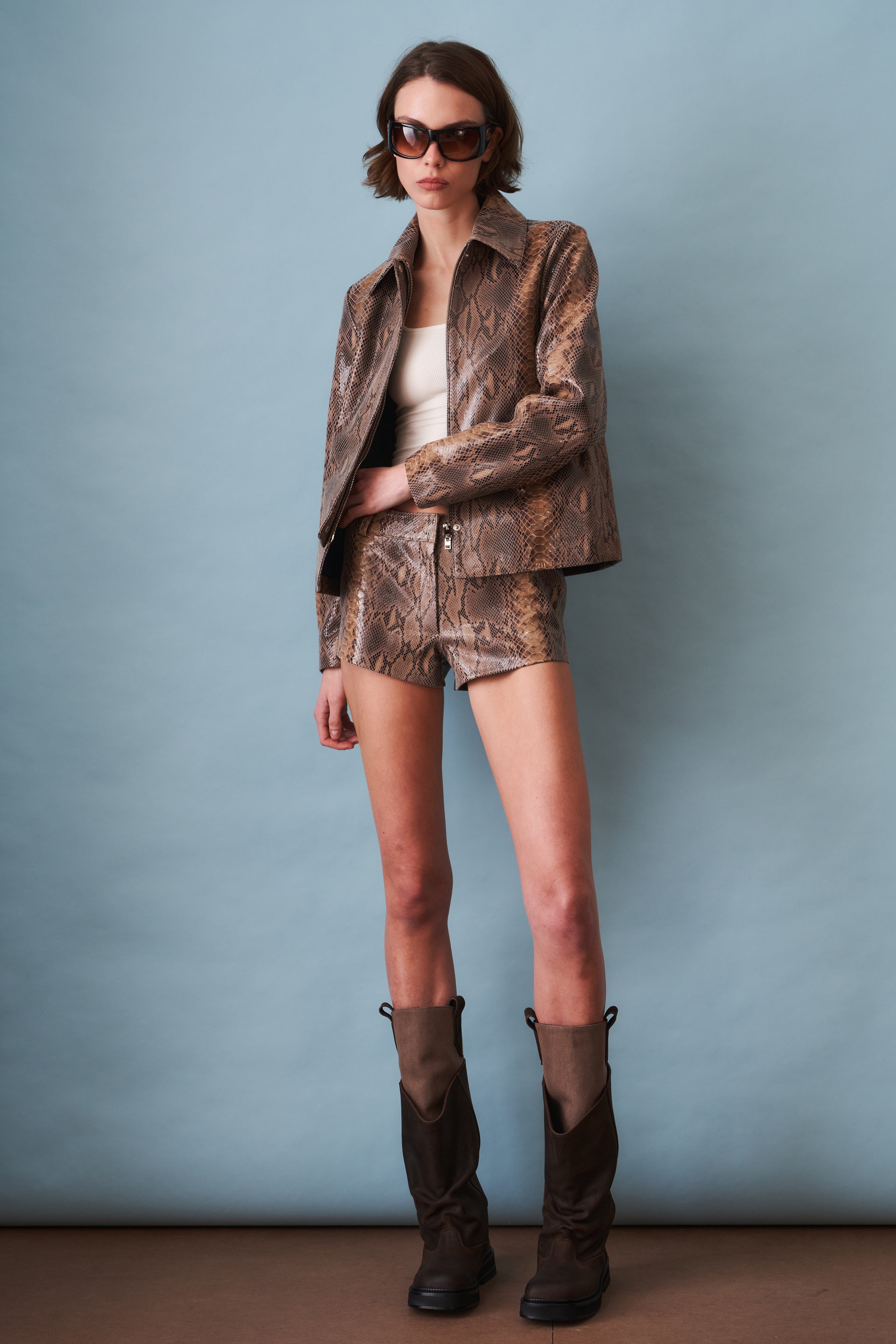 Blouson Leather Jacket Snake