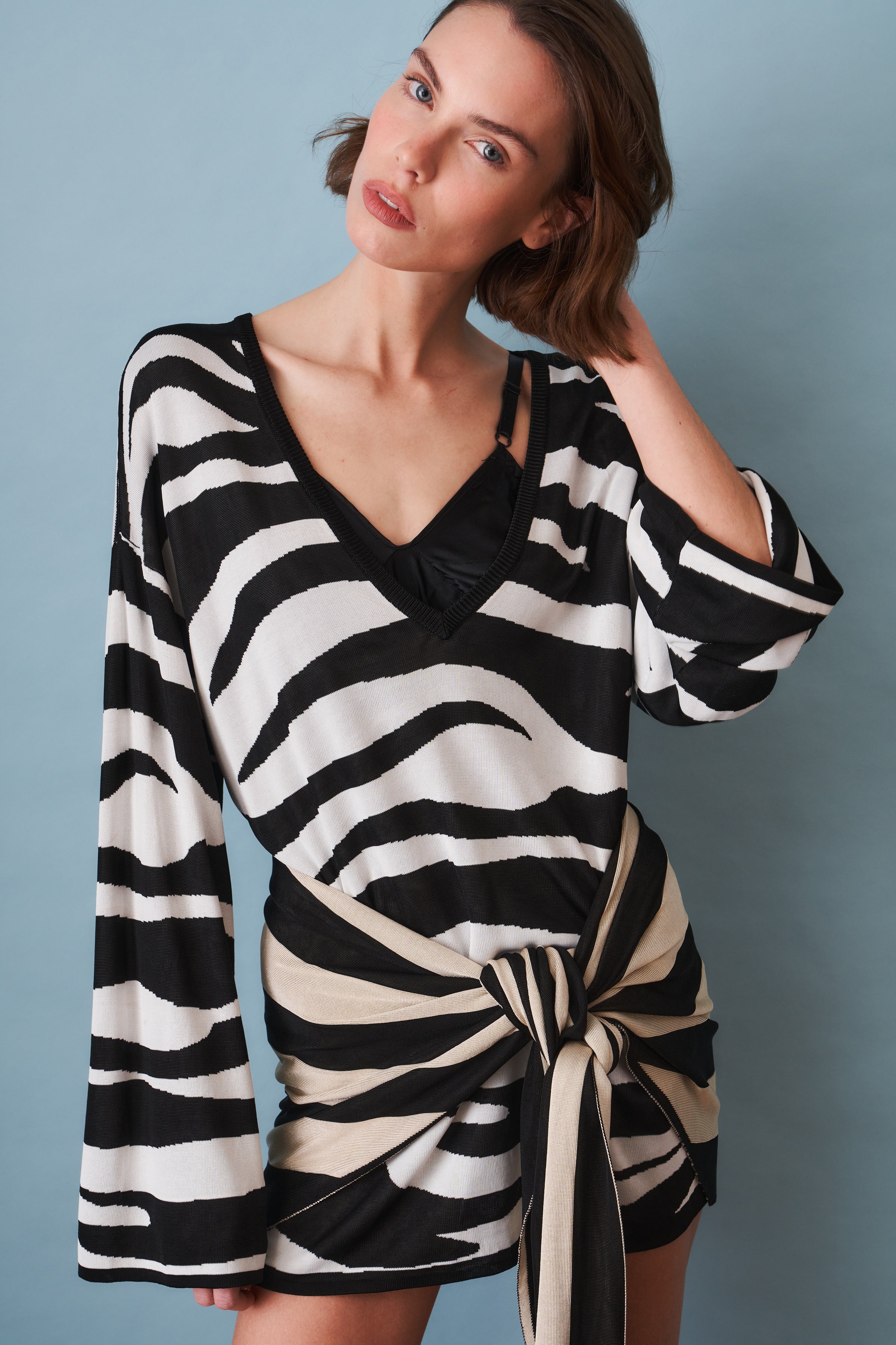White and Black Mini Dress