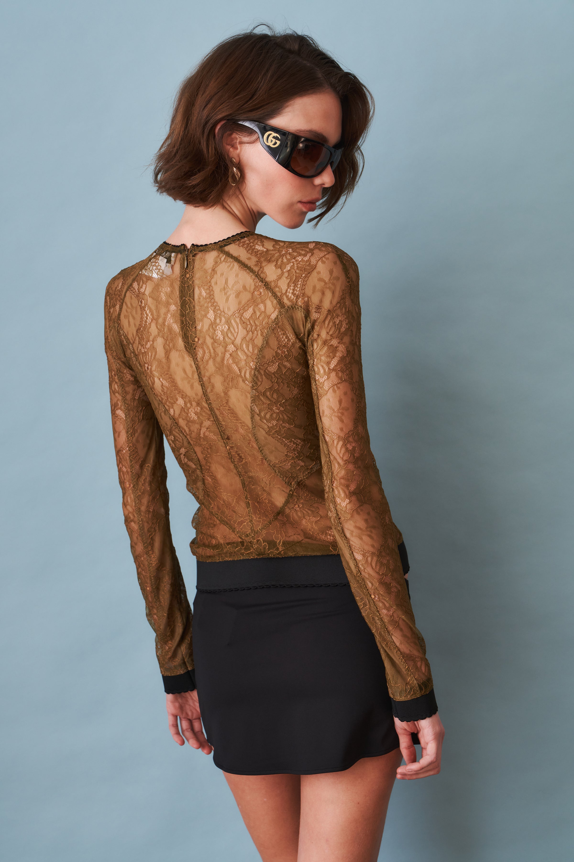 Olive Lace Top