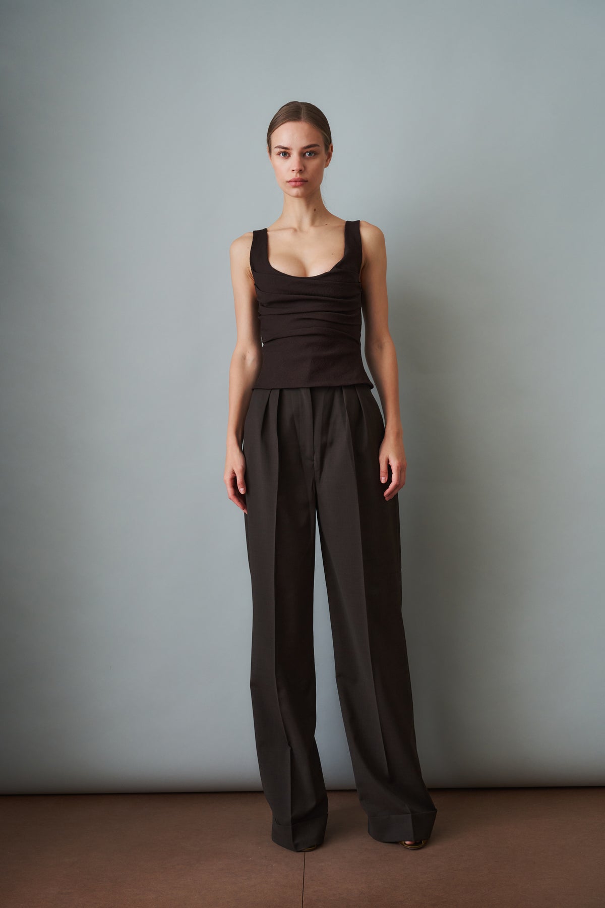 Cuffed Pants Wool Brown