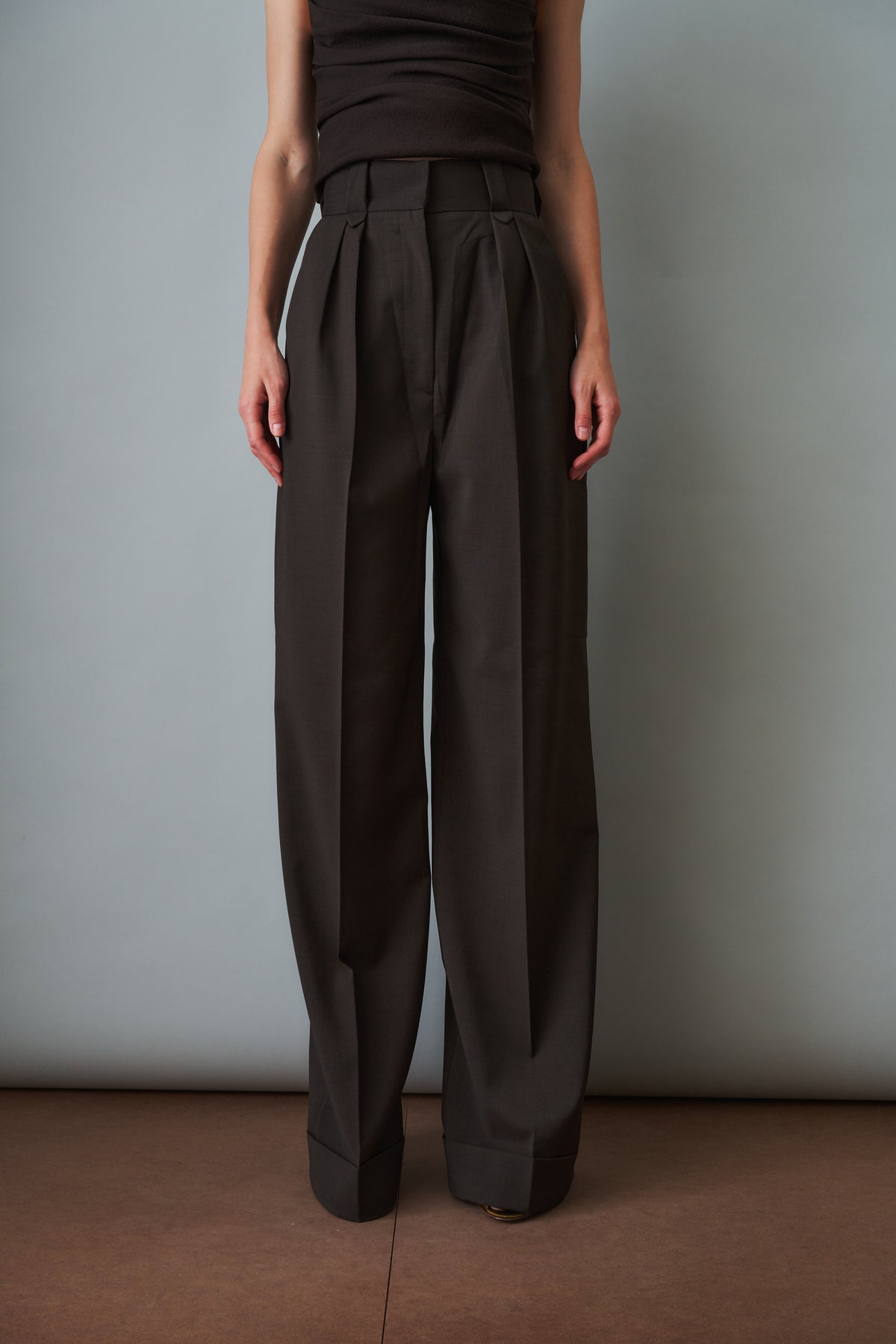 Cuffed Pants Wool Brown
