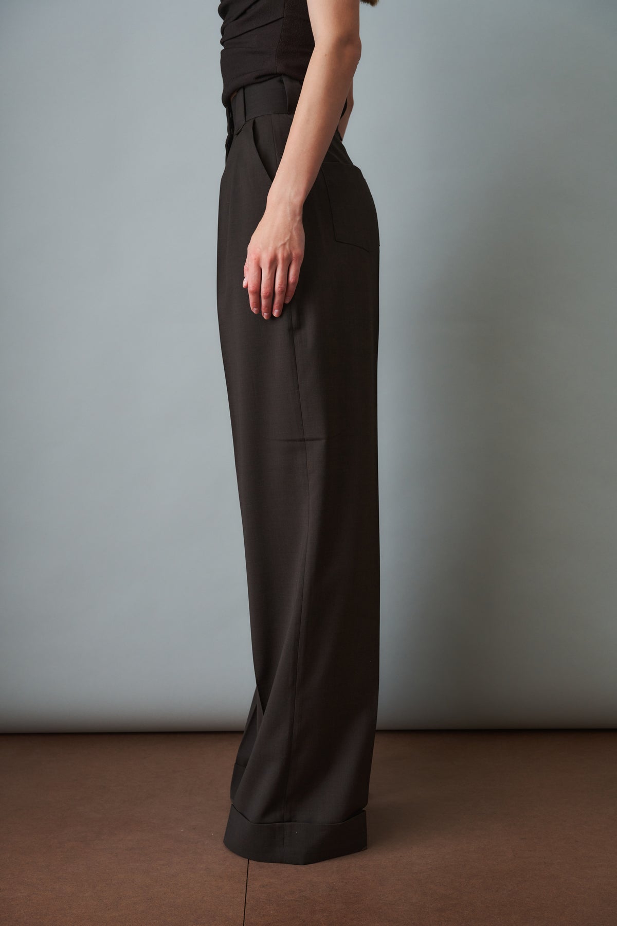 Cuffed Pants Wool Brown
