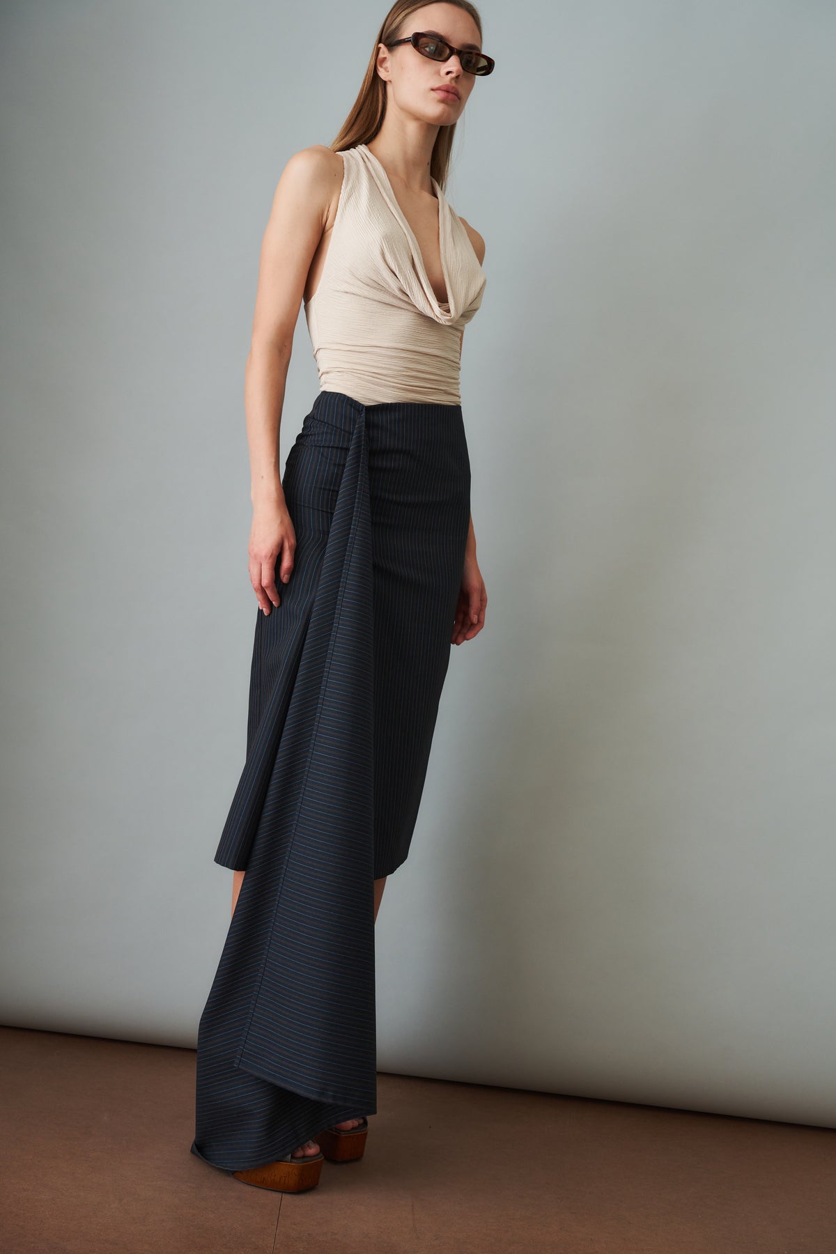 Wrapped Skirt Wool Navy