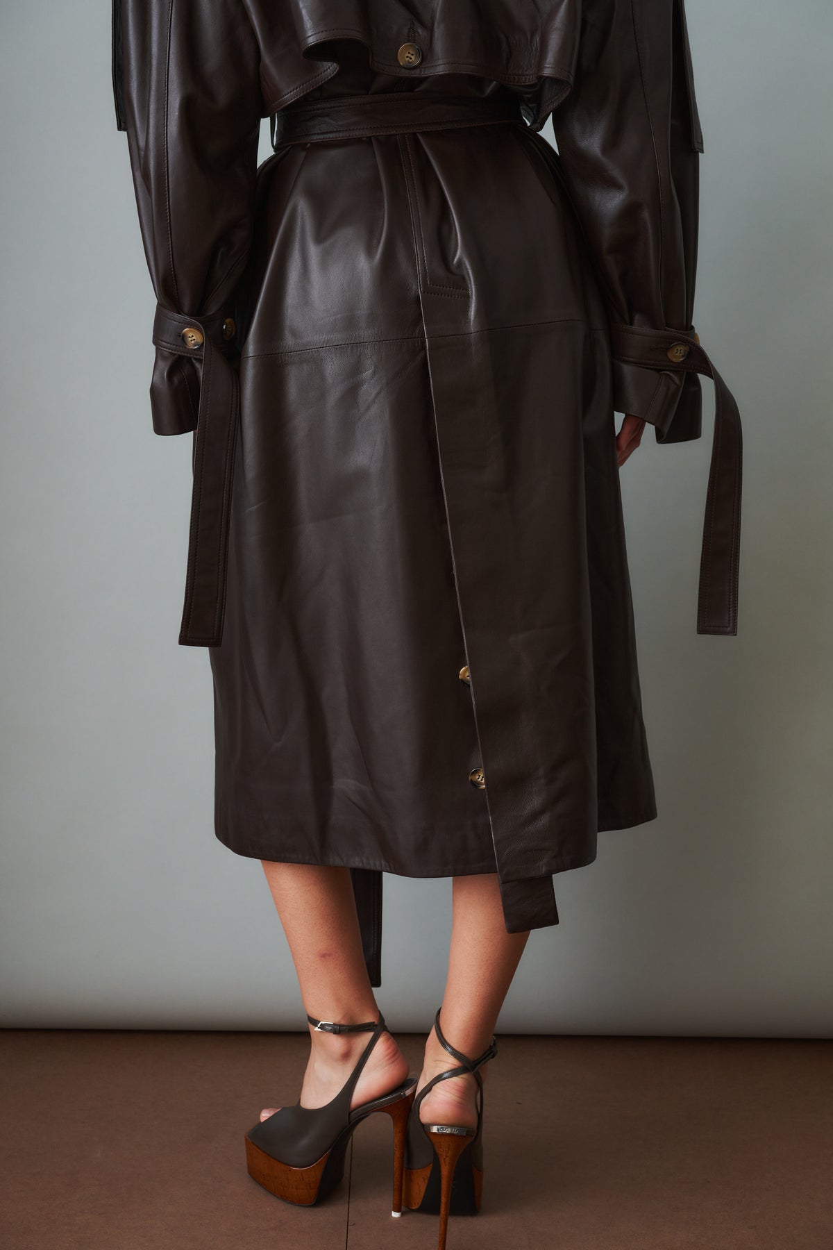Leather Trench Dark Brown