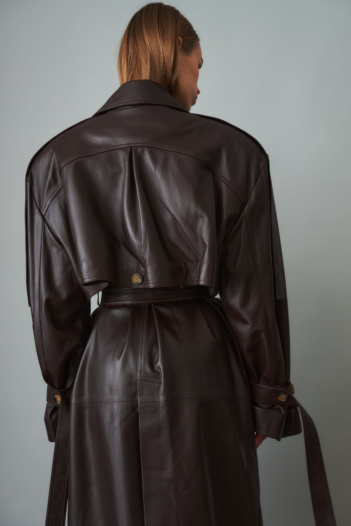 Leather Trench Dark Brown