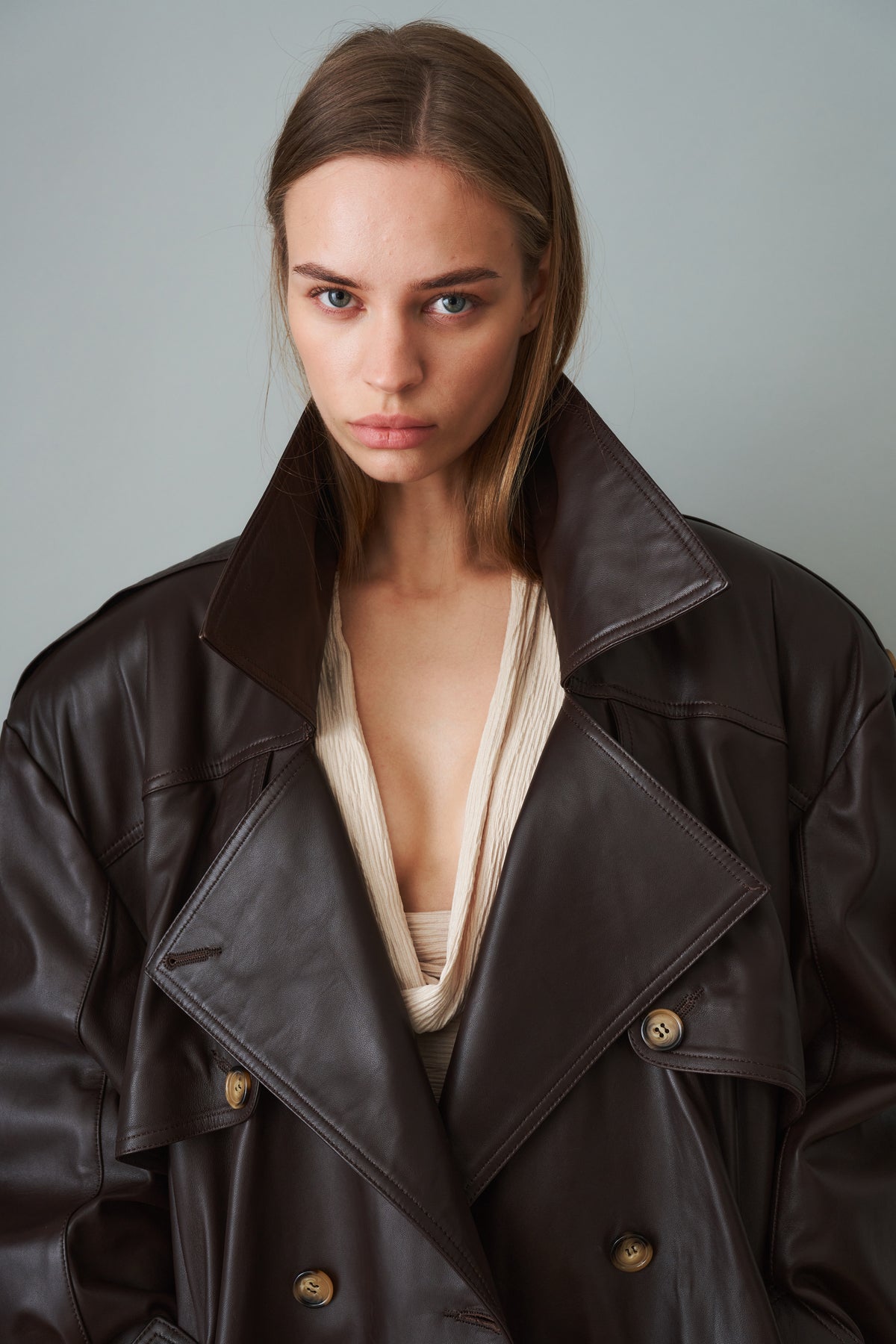 Leather Trench Dark Brown