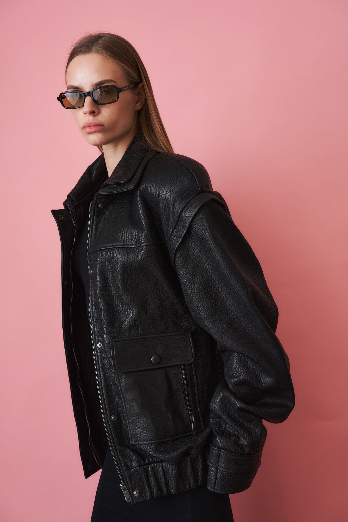 Grained Lambskin Jacket Black