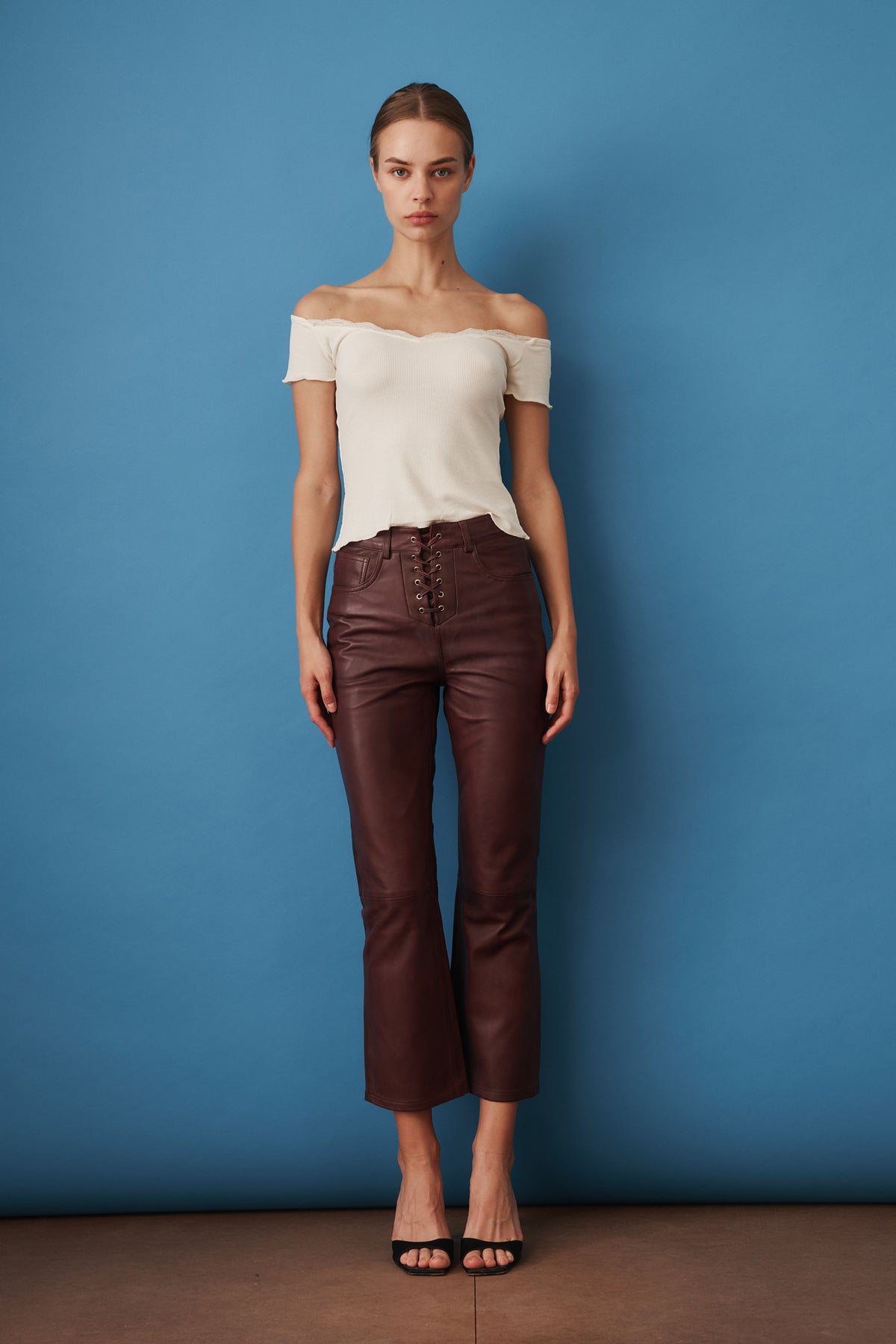 Rib V-Neck Lace Top
