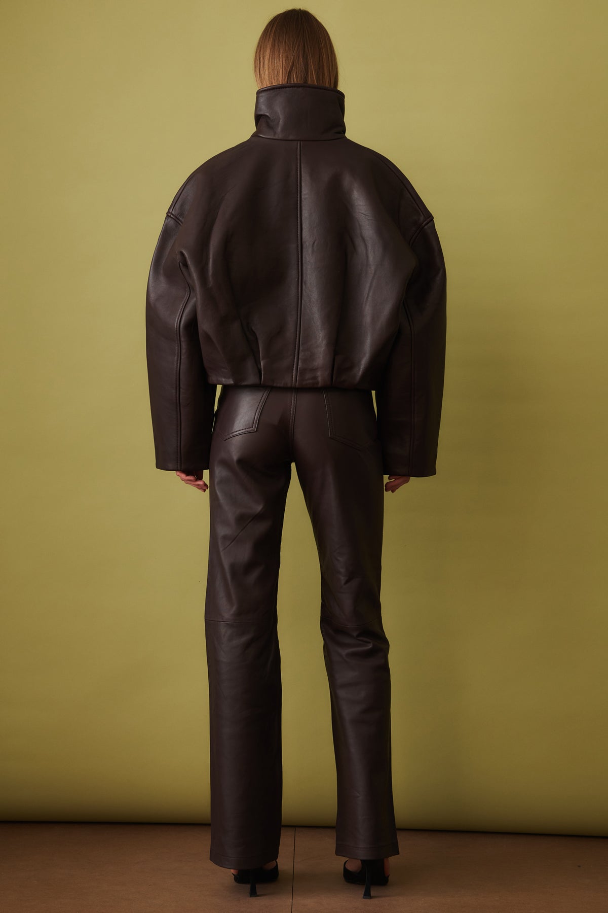 Bonded Leather Jacket Dark Brown - DÉSORDRE
