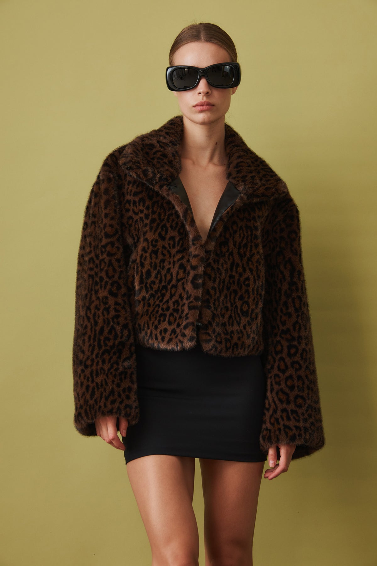 Faux Fur Crop Jacket Leopard - DÉSORDRE