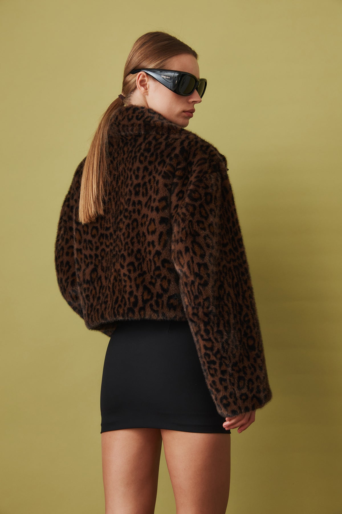 Faux Fur Crop Jacket Leopard - DÉSORDRE
