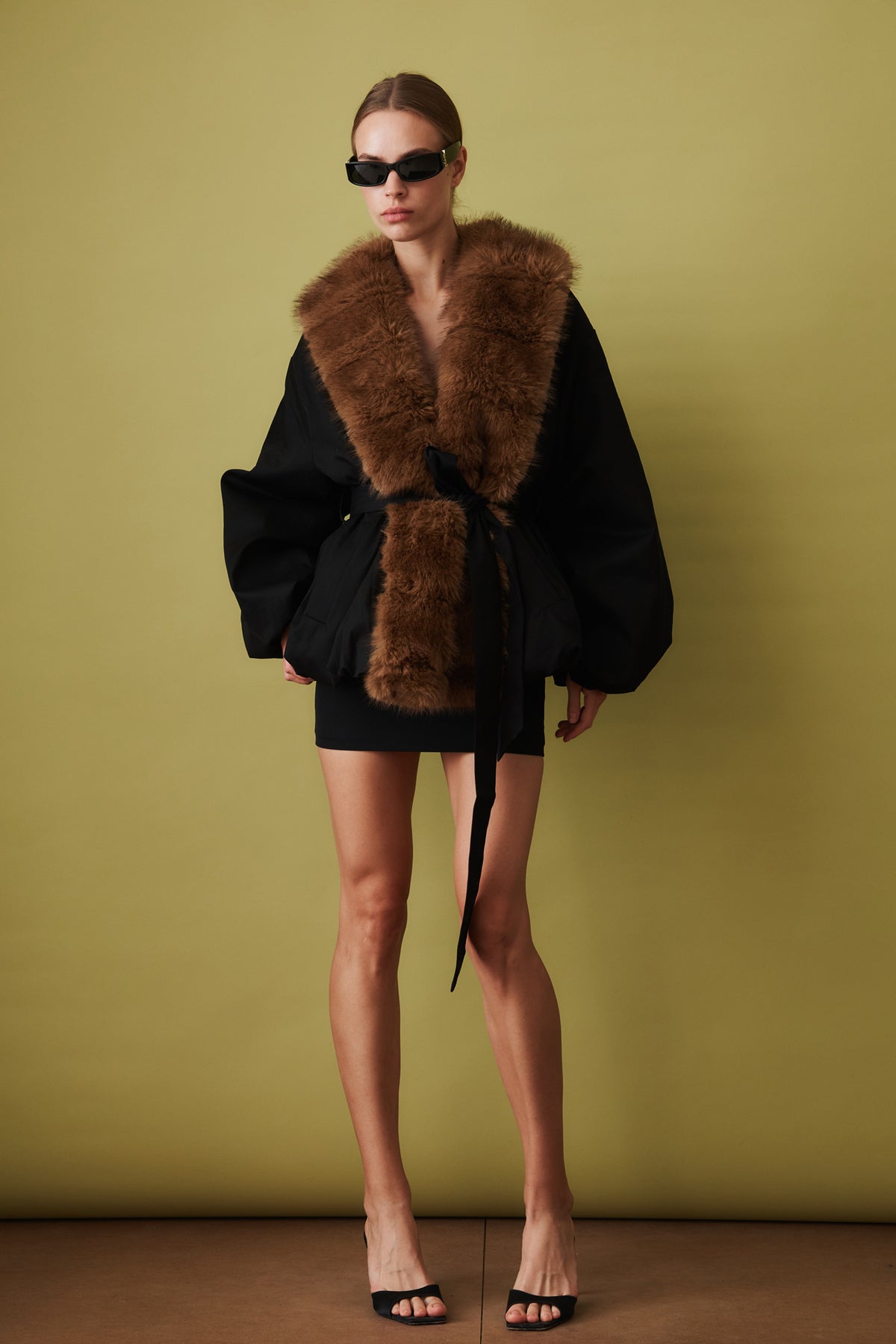 Faux Fur Collar Jacket Black - DÉSORDRE