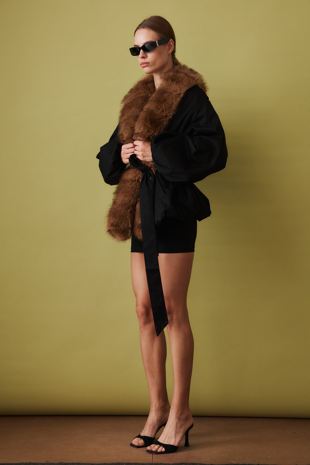 Faux Fur Collar Jacket Black - DÉSORDRE