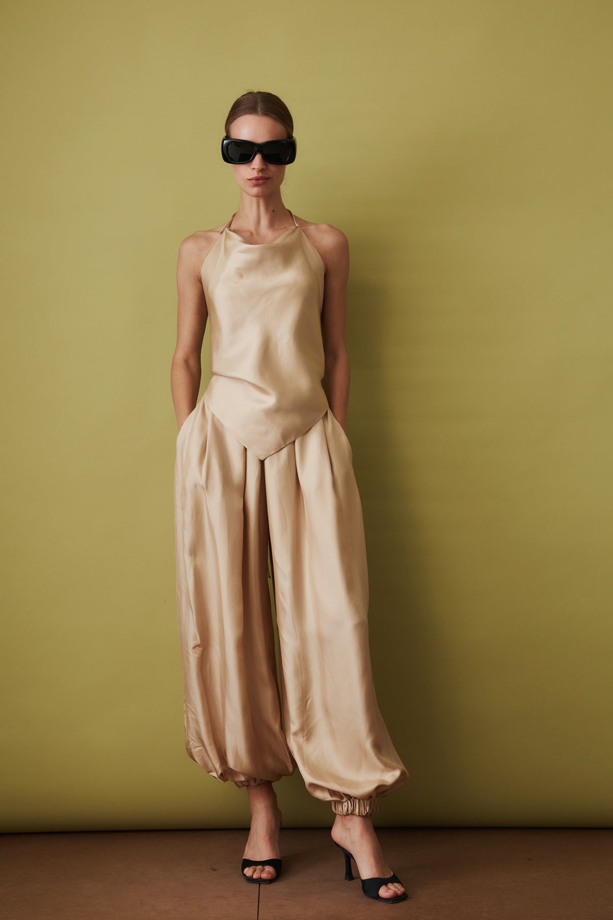 Thea Silk Top Beige