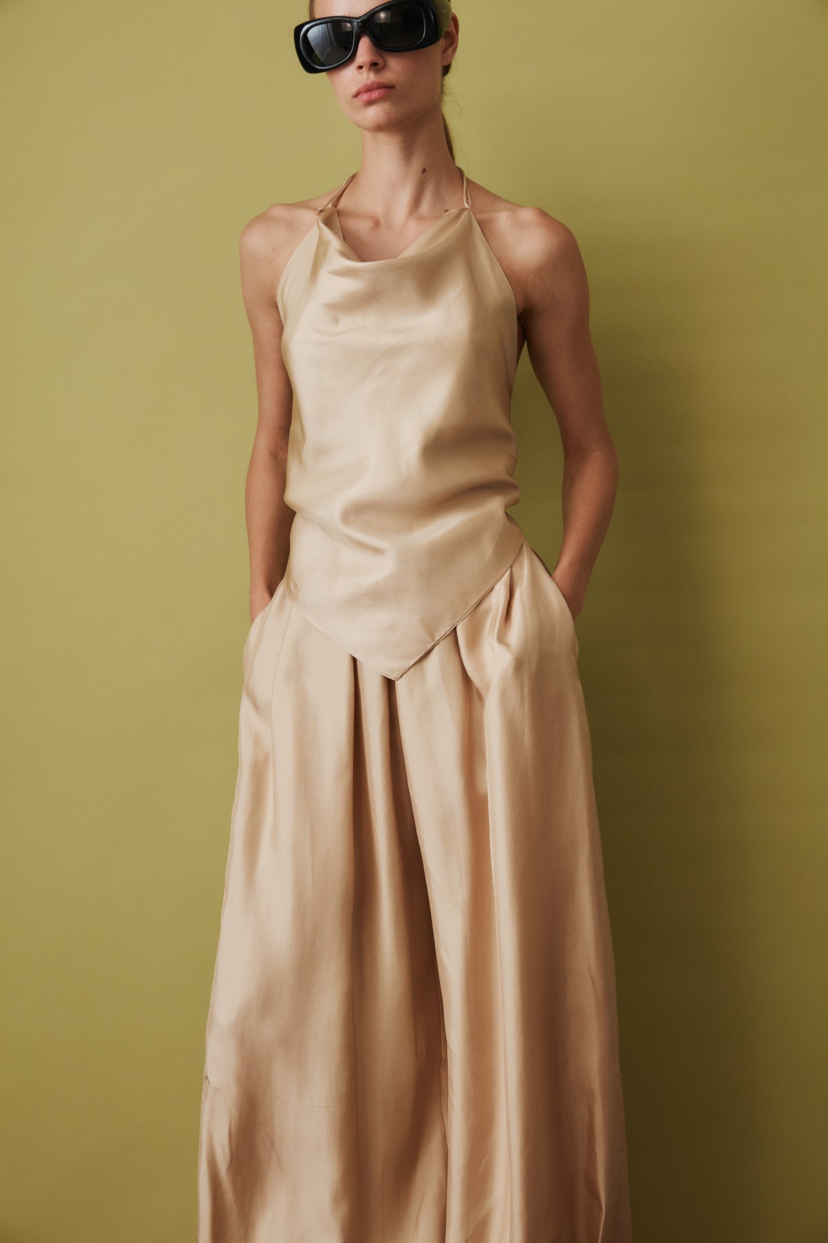 Thea Silk Top Beige
