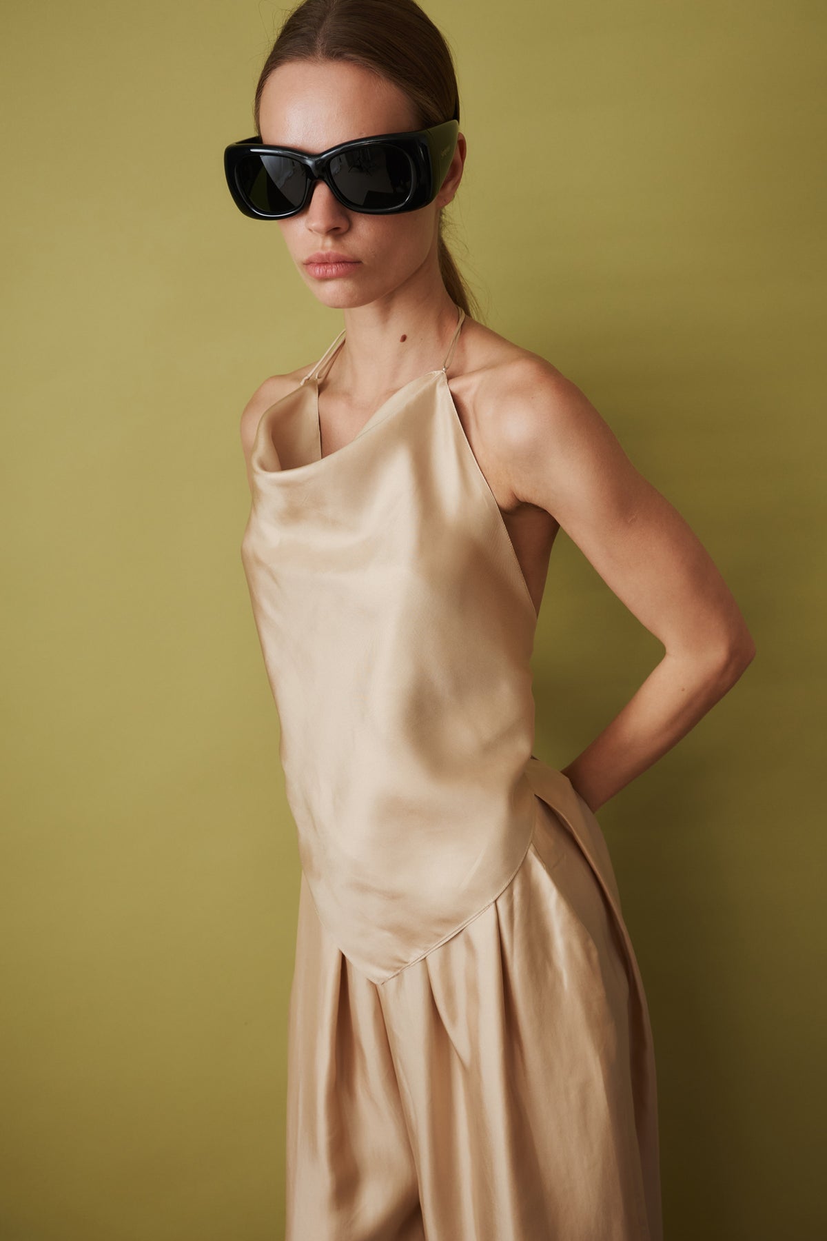 Thea Silk Top Beige