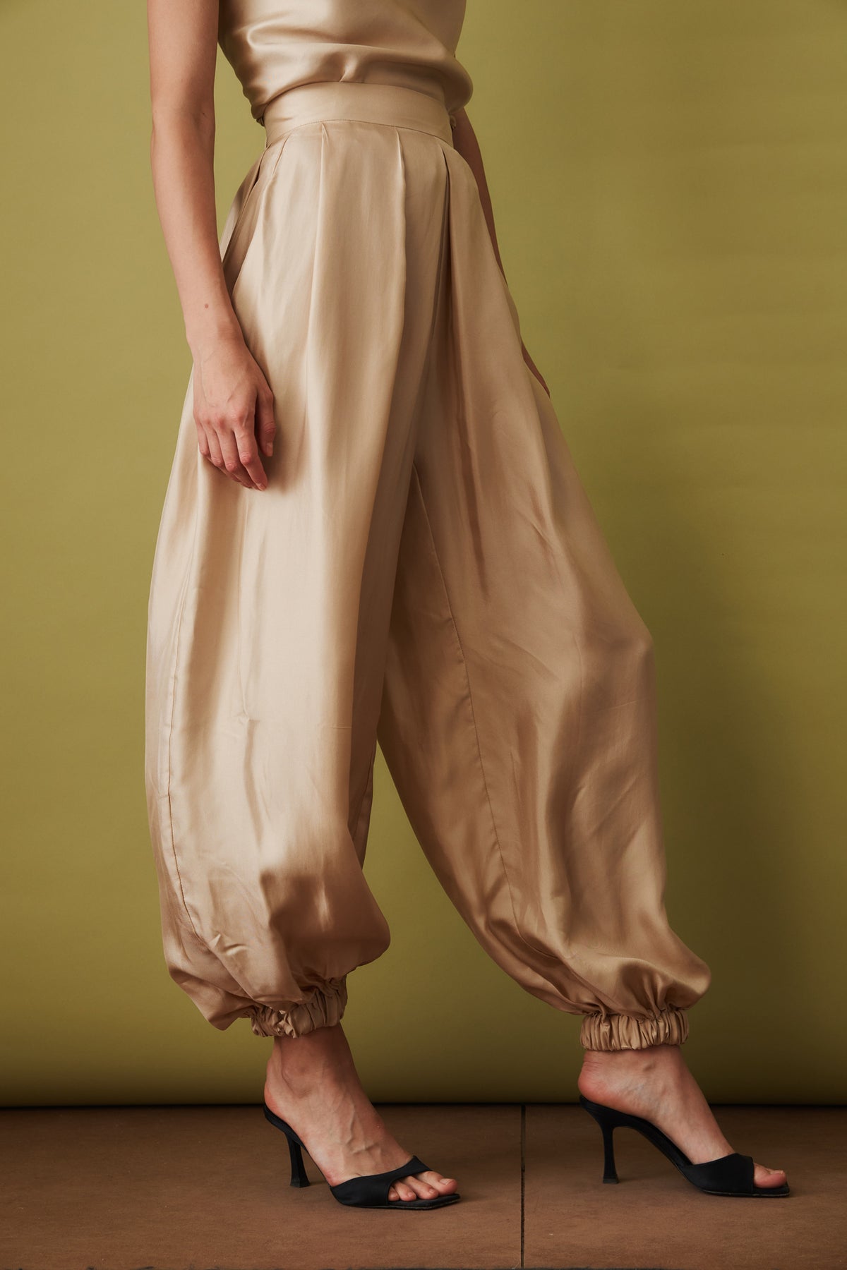 Bazar Silk Trousers Beige