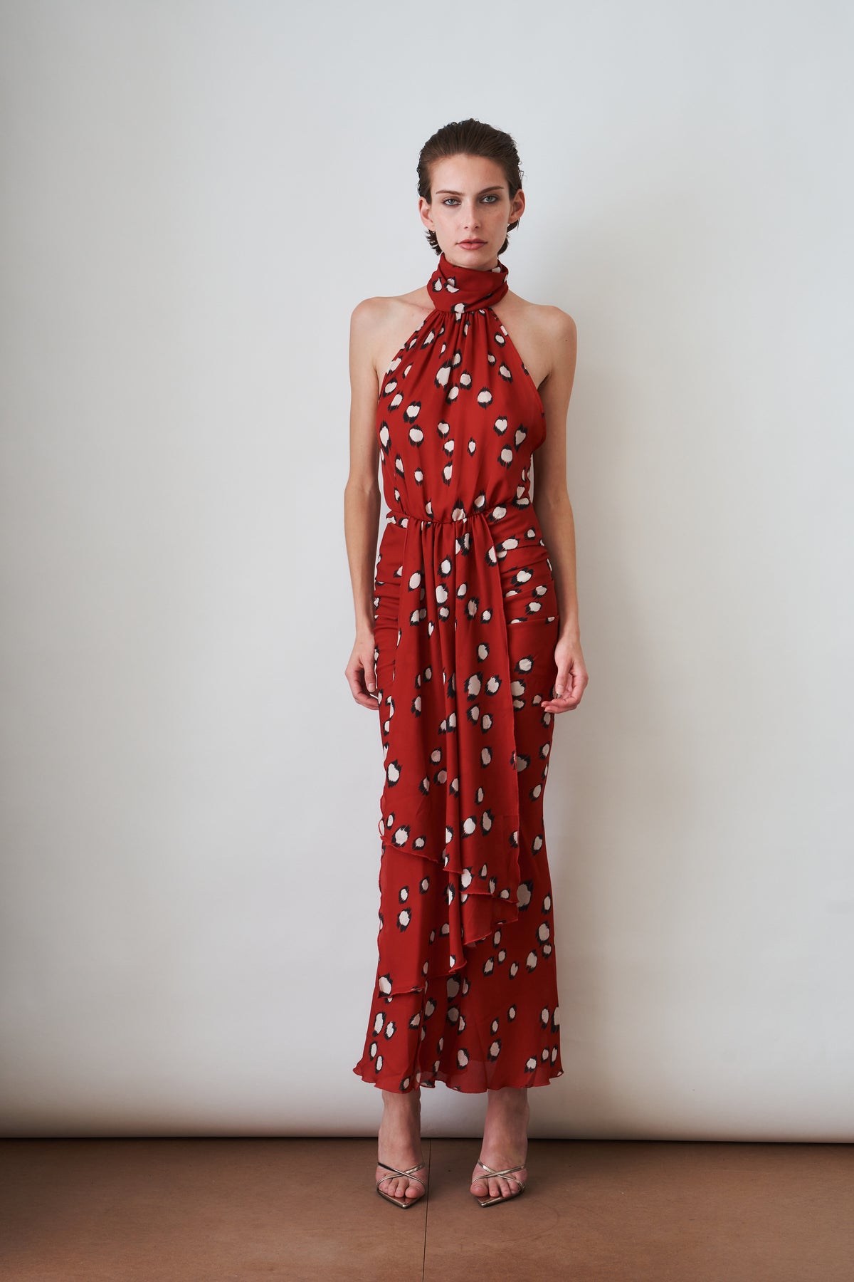 Georgette Bow Neck Long Dress - DÉSORDRE