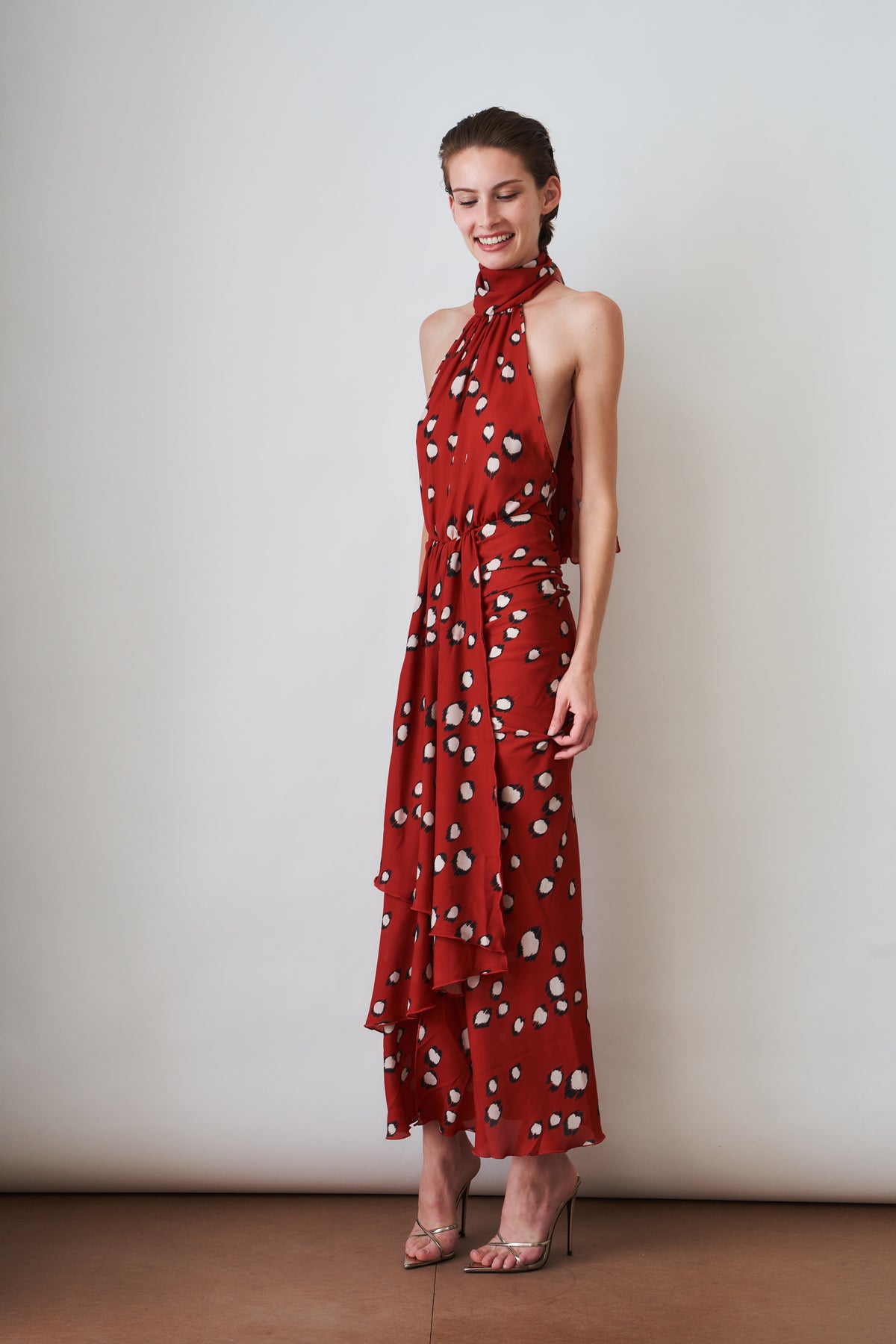 Georgette Bow Neck Long Dress - DÉSORDRE