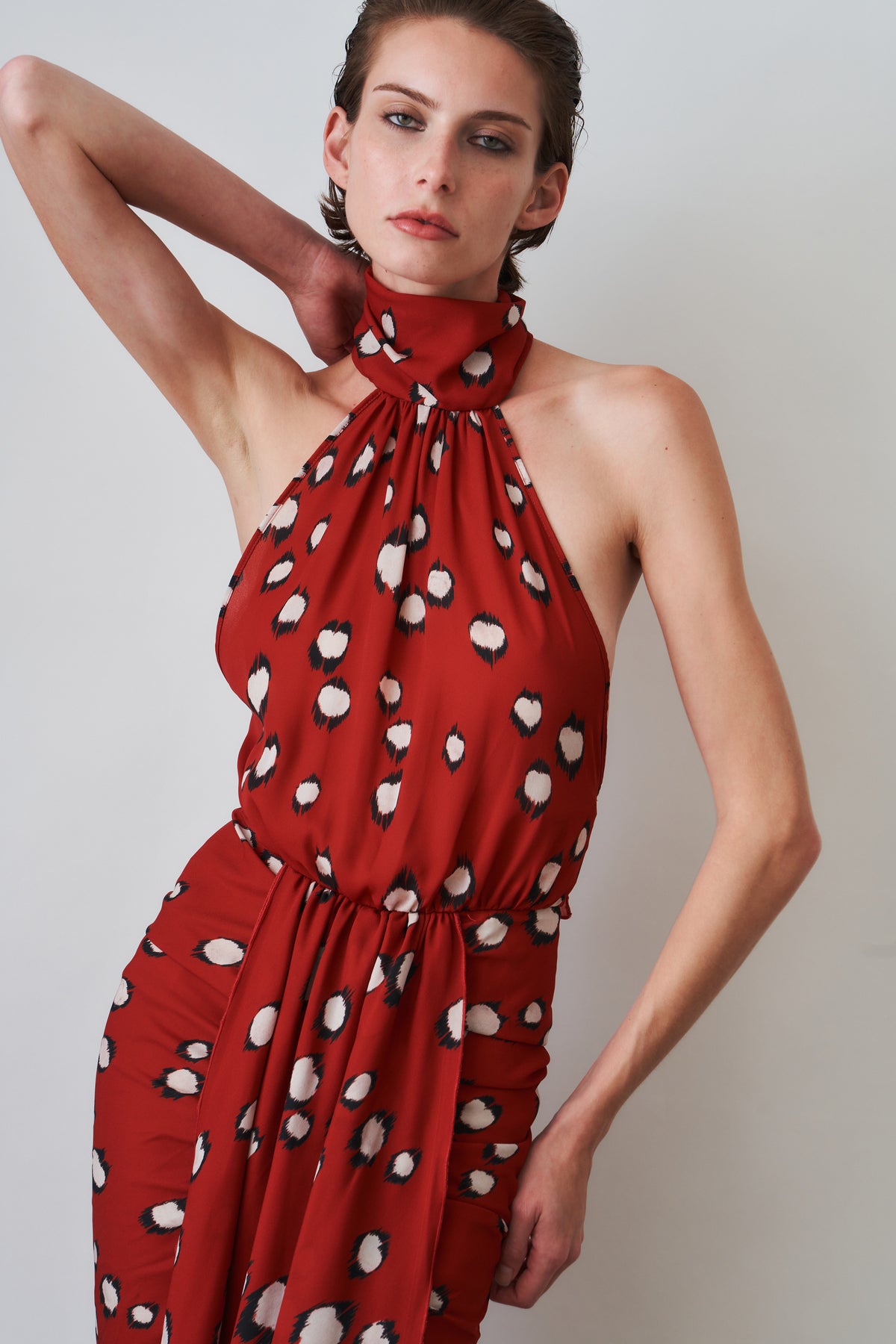 Georgette Bow Neck Long Dress - DÉSORDRE