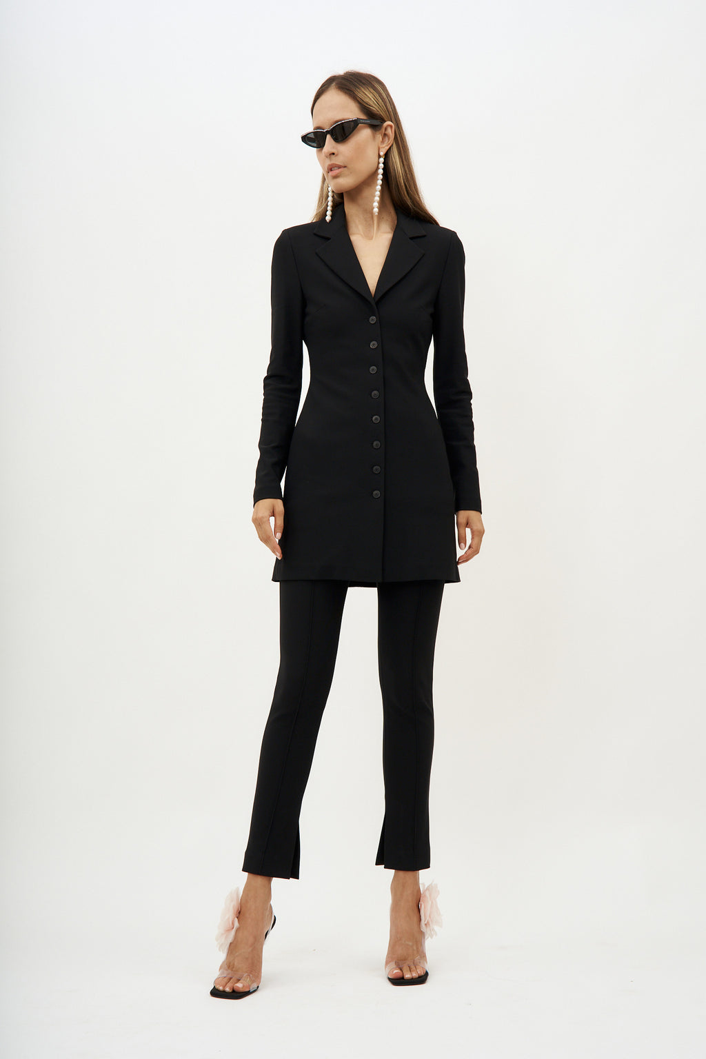 Knit Buttoned Black Peacoat