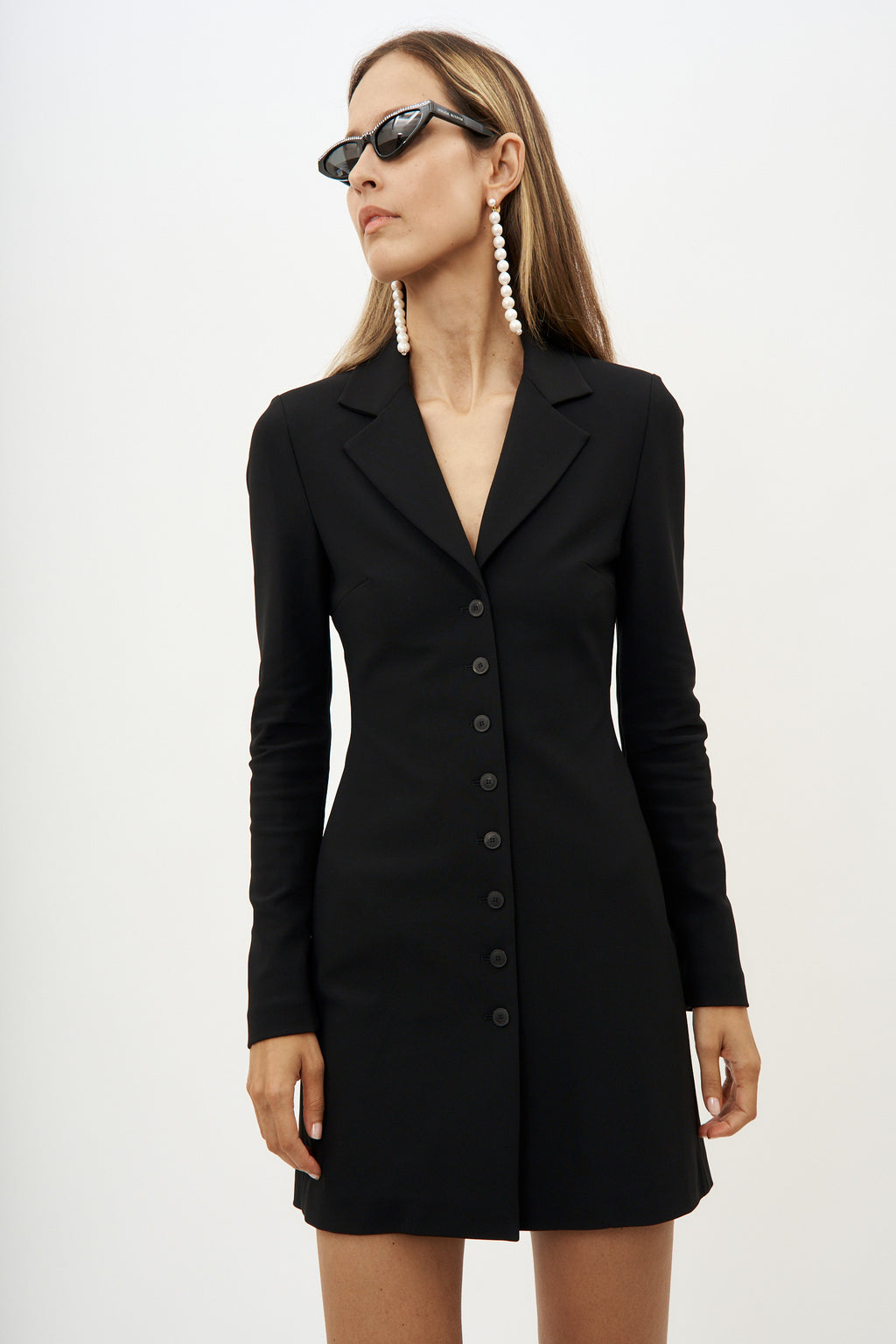 Knit Buttoned Black Peacoat