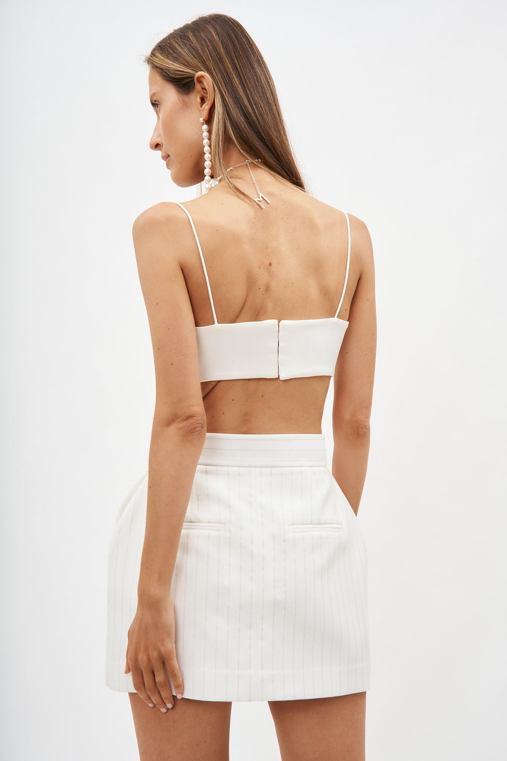 Pinstripe White Mini Skirt