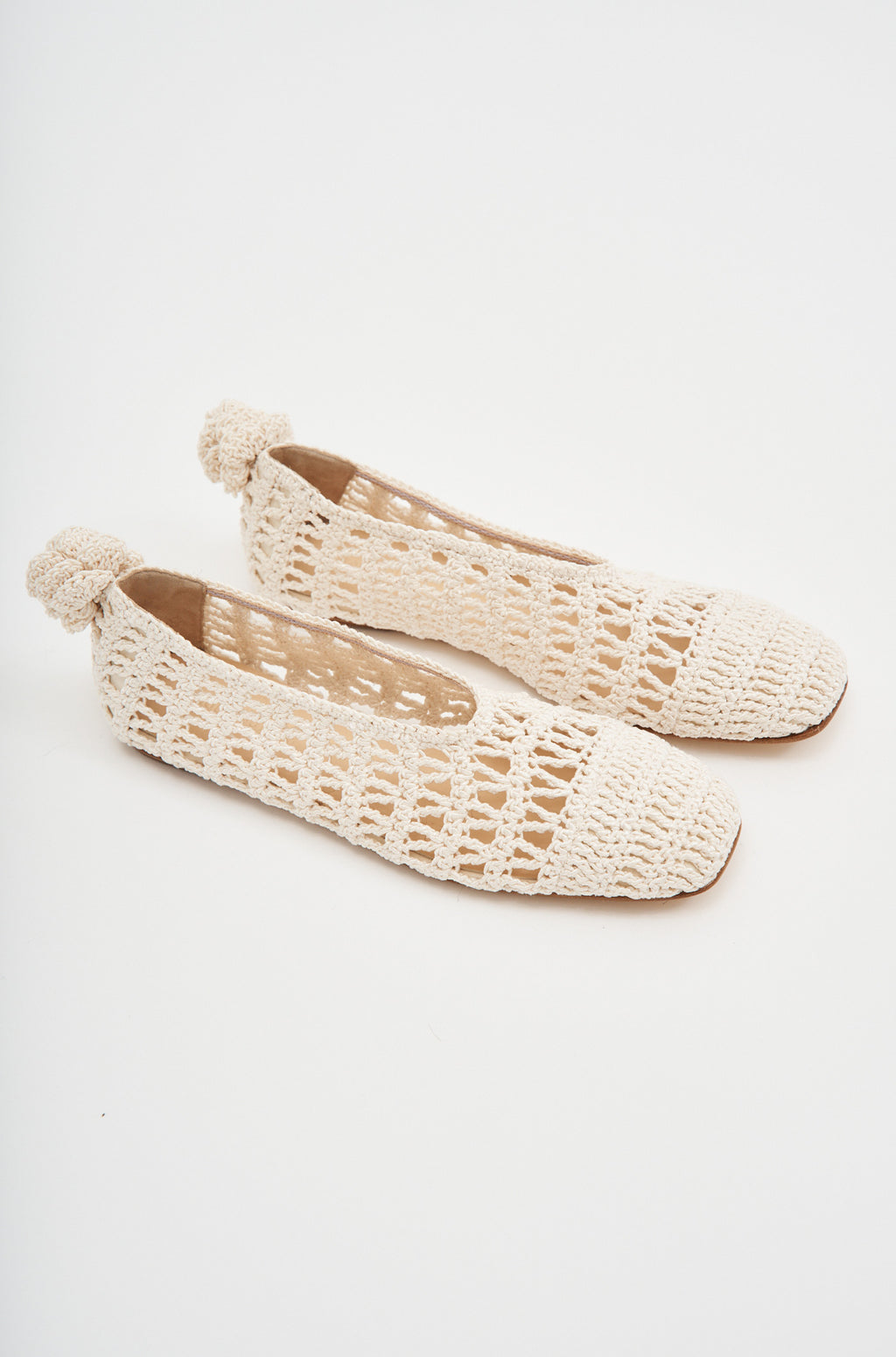 Crochet Cream Ballet Flats