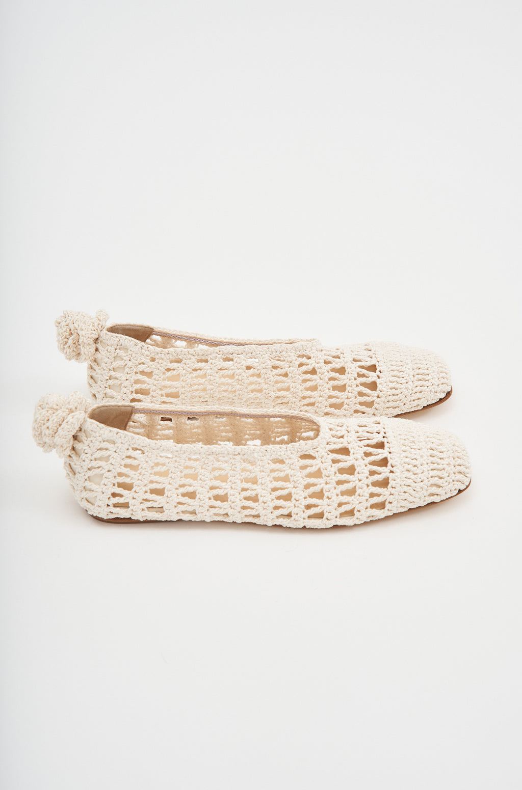 Crochet Cream Ballet Flats