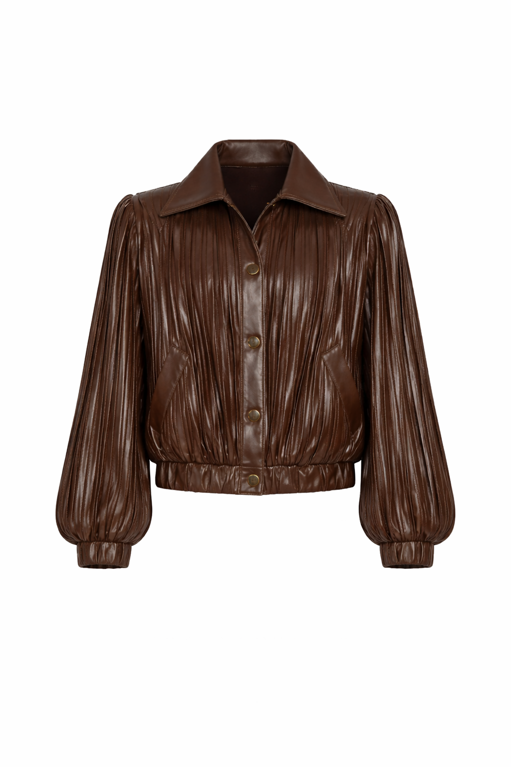 Pleated Short Bomber Brown