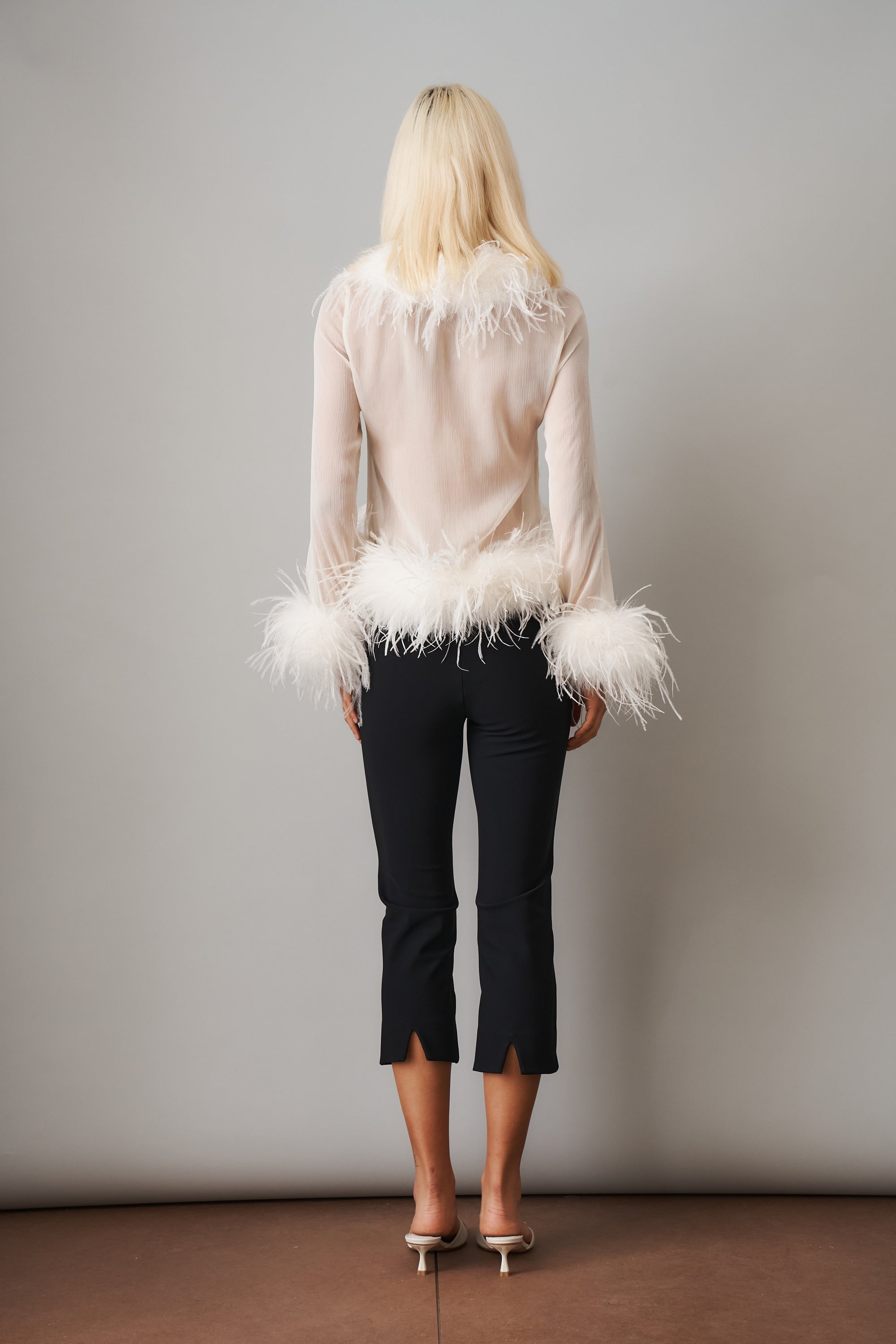 Gigi Sheer Feather Cream Blouse - DÉSORDRE