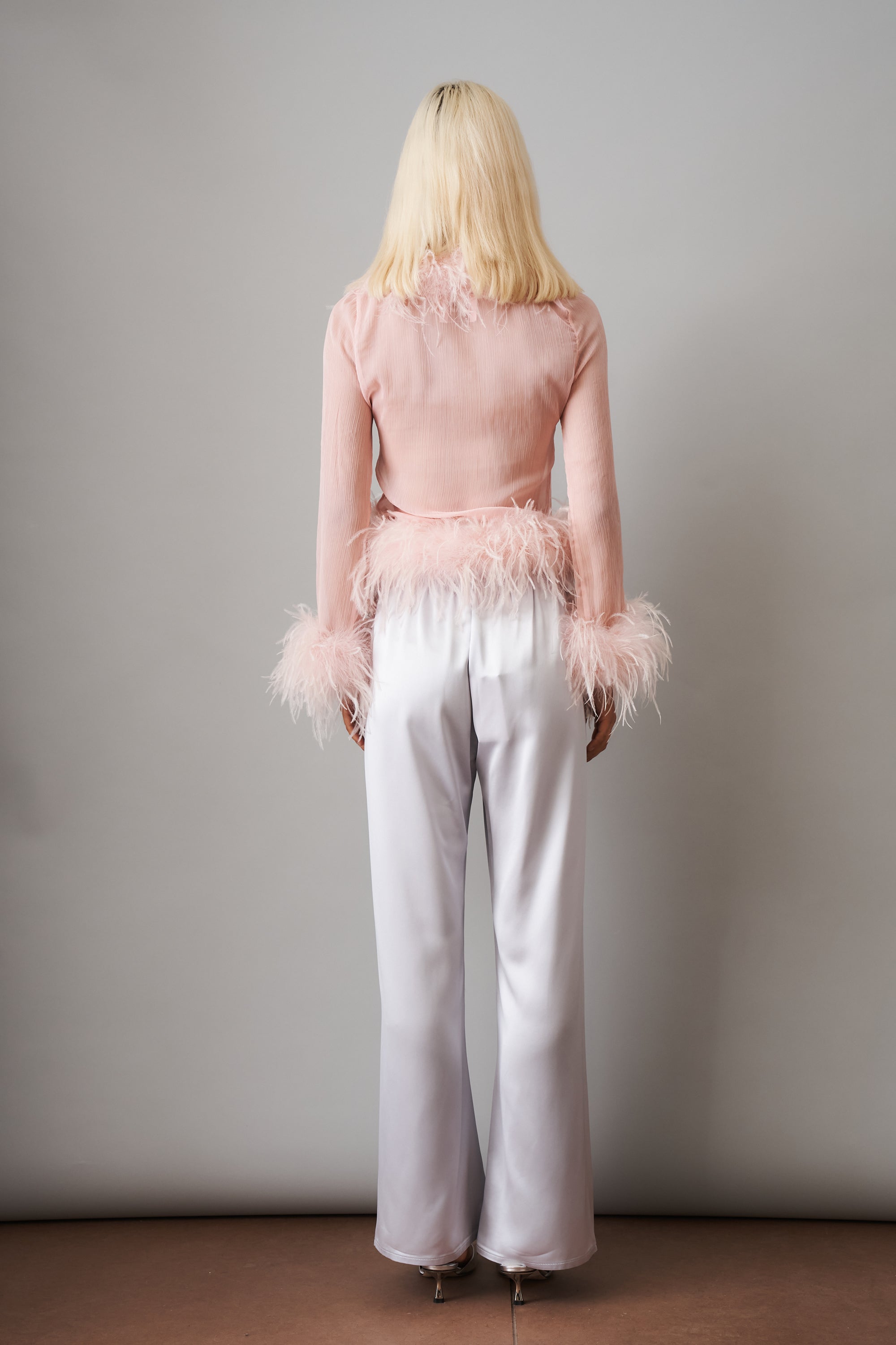 Gigi Sheer Feather Pink Blouse - DÉSORDRE