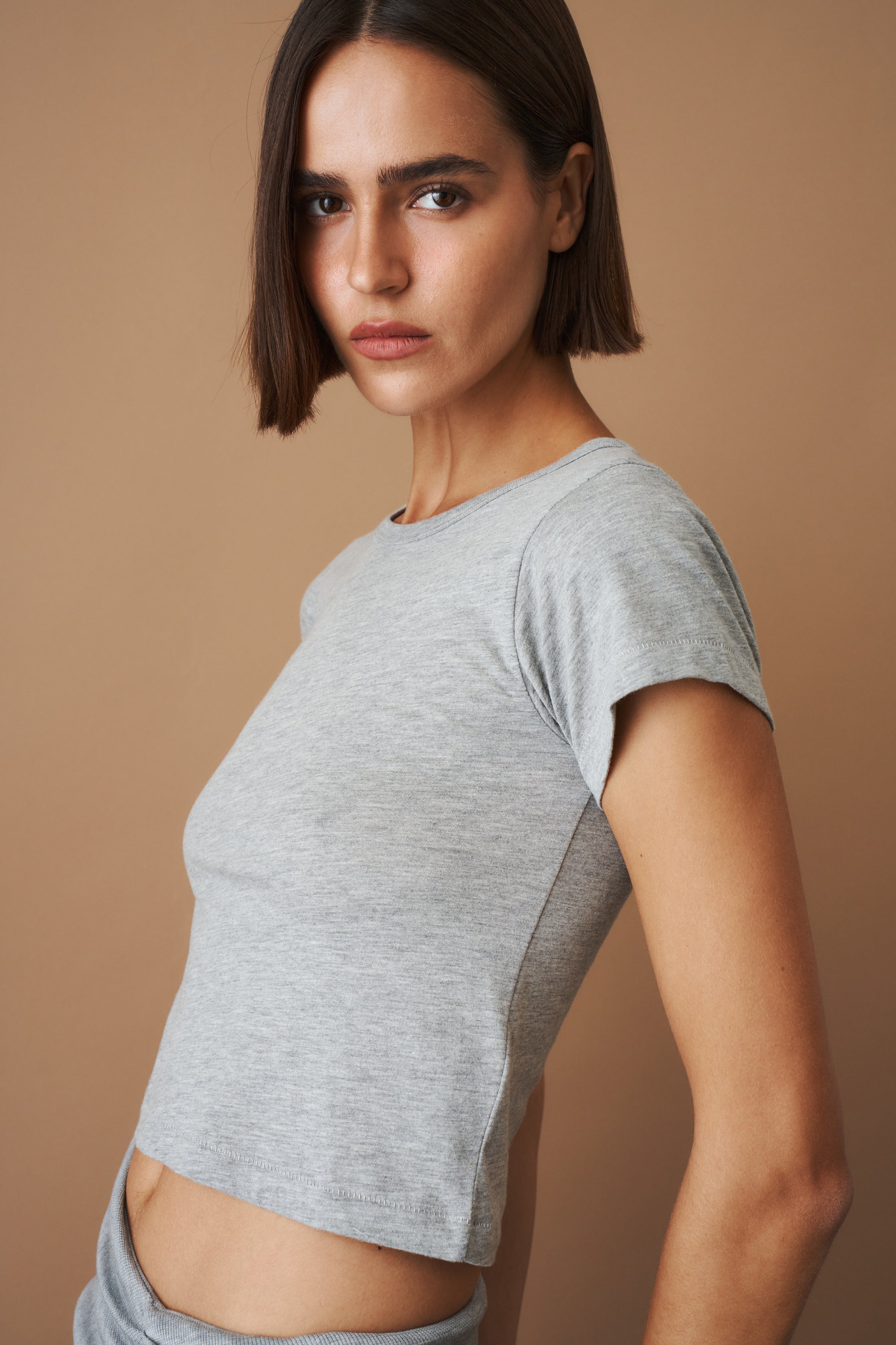 Short Sleeve Baby Tee Heather Grey - DÉSORDRE