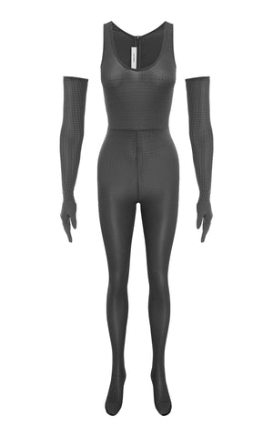 Singlet Crystal Jersey Iron Catsuit with Gloves