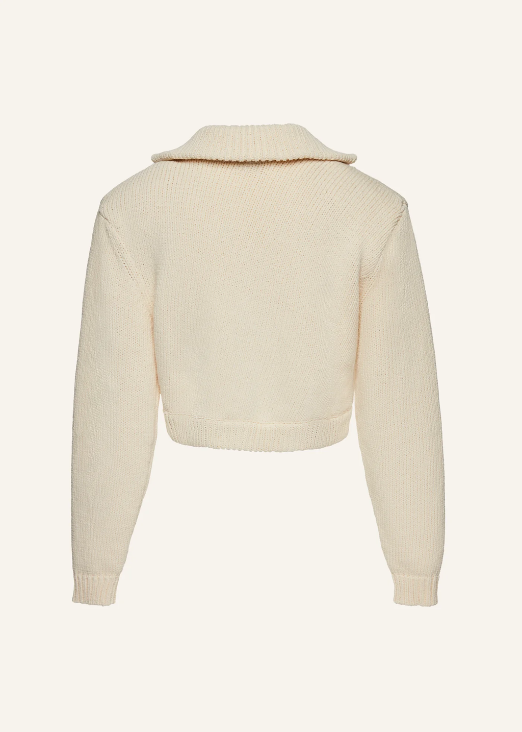 Thick Knit Cotton Polo Cream Sweater