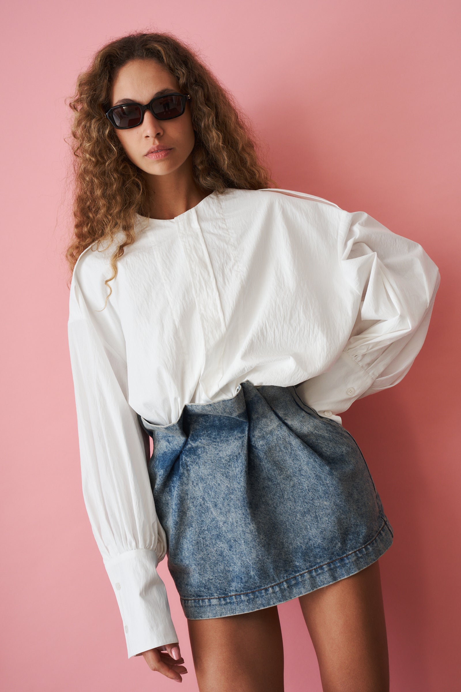 Vintage Denim Exaggerated Mini Skirt