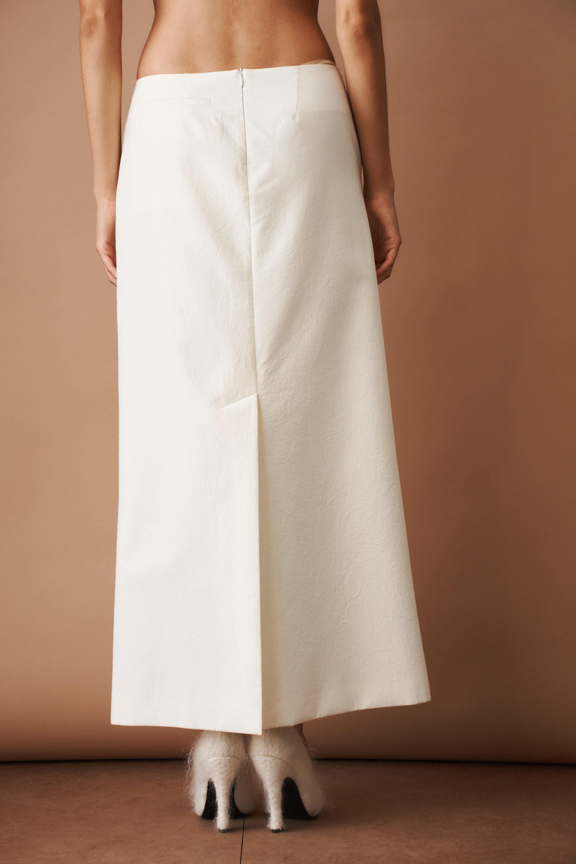 Silk Draped Cream Maxi Skirt - DÉSORDRE