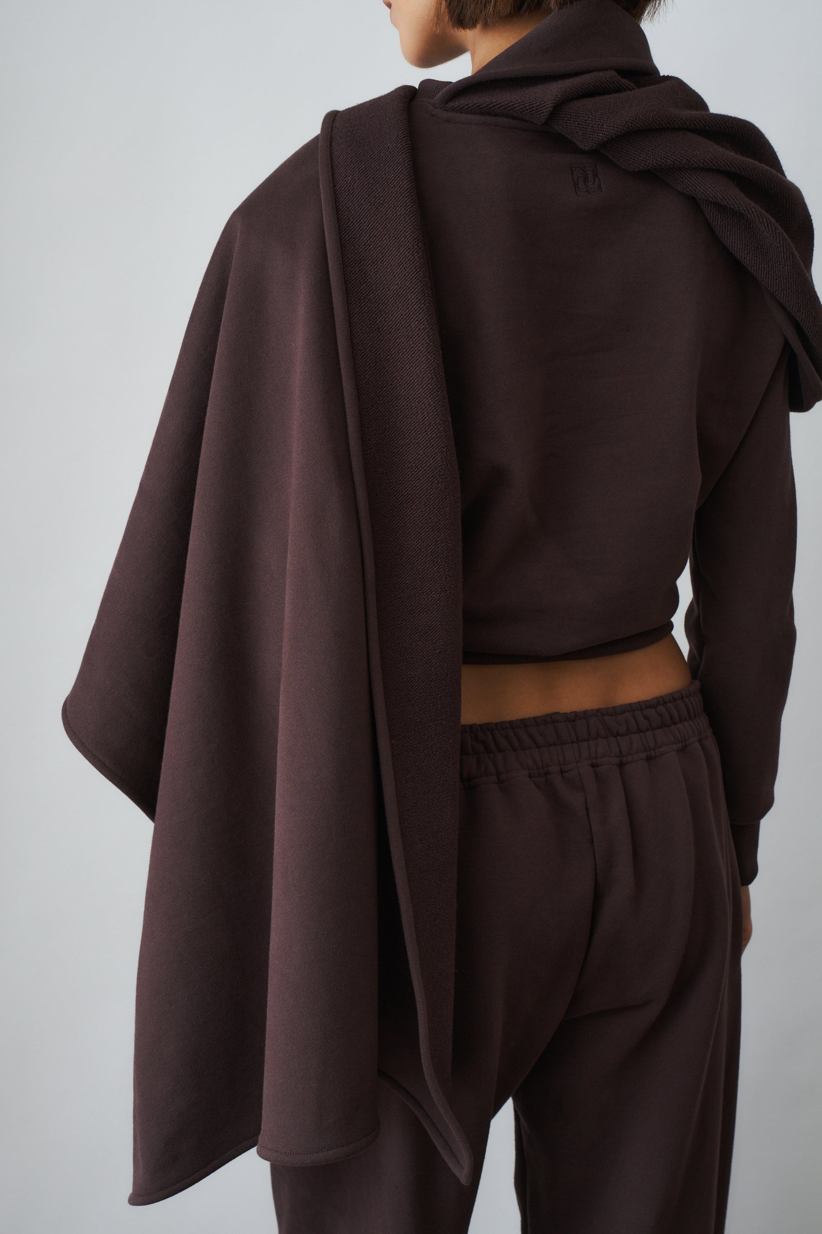 Draped Cape Sweatshirt Brown