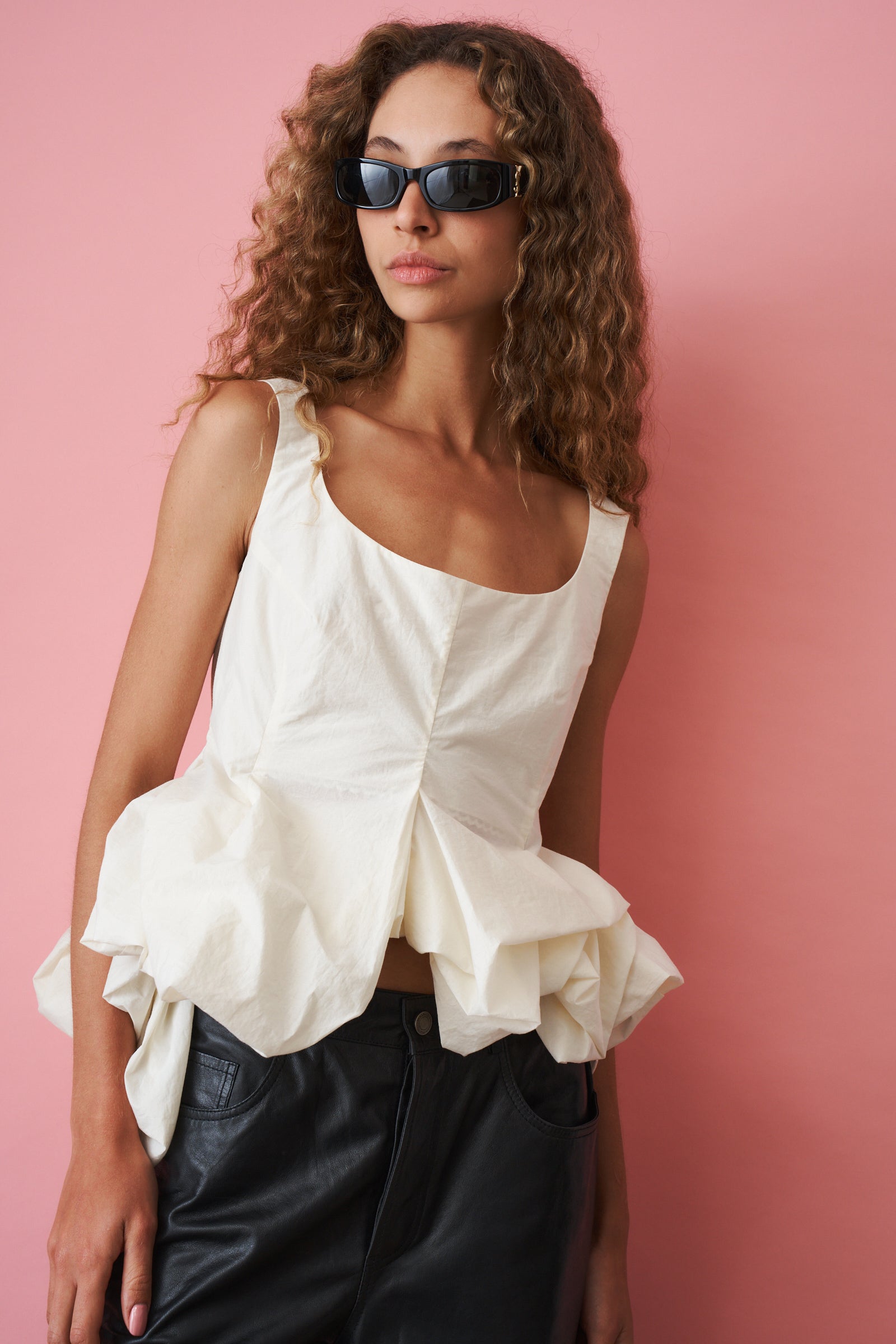 Peplum Tank Blouse Cream