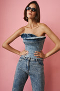 Vintage Denim Flower Corset - DÉSORDRE