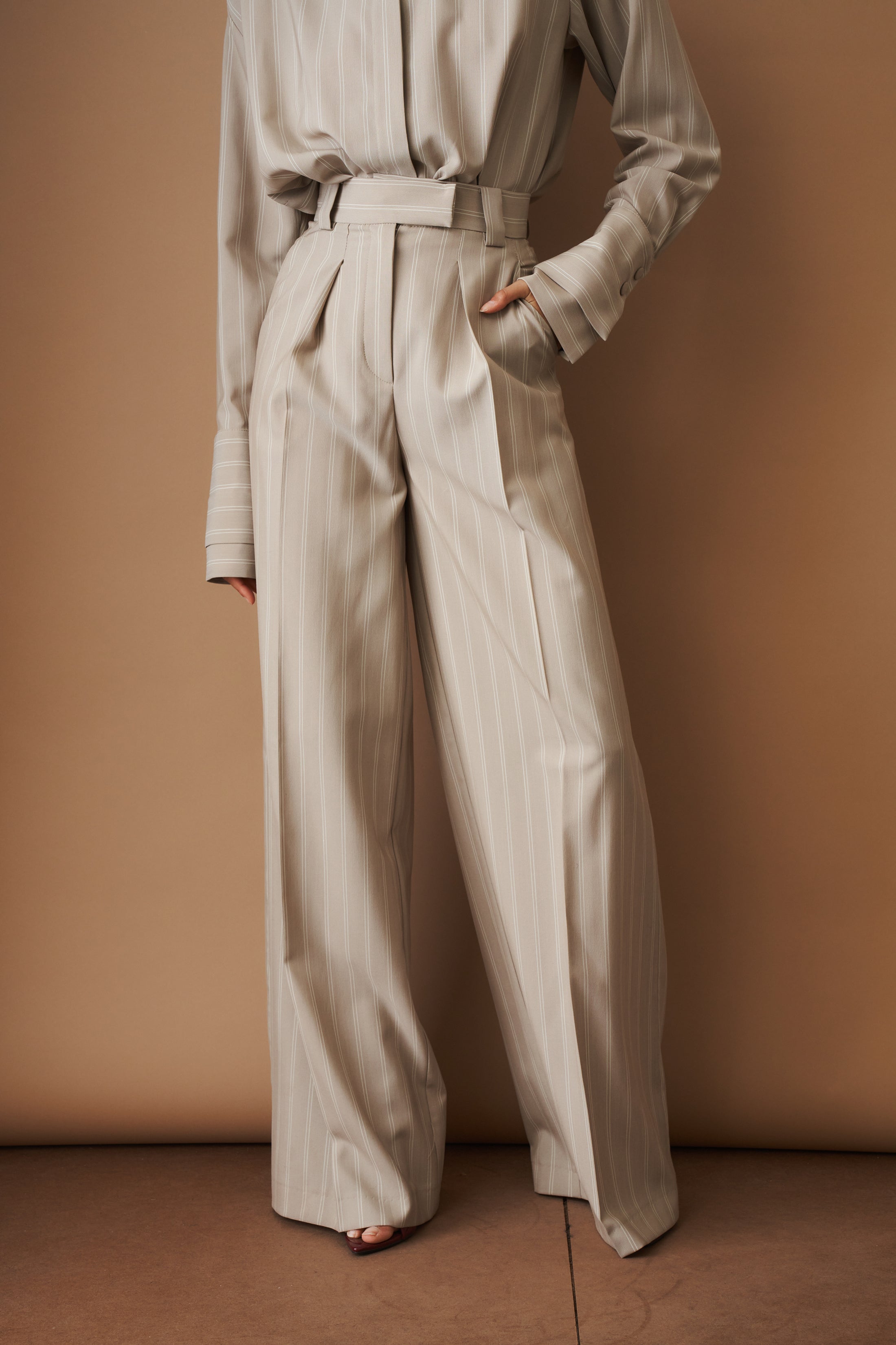 Striped Viscose Wool Pants