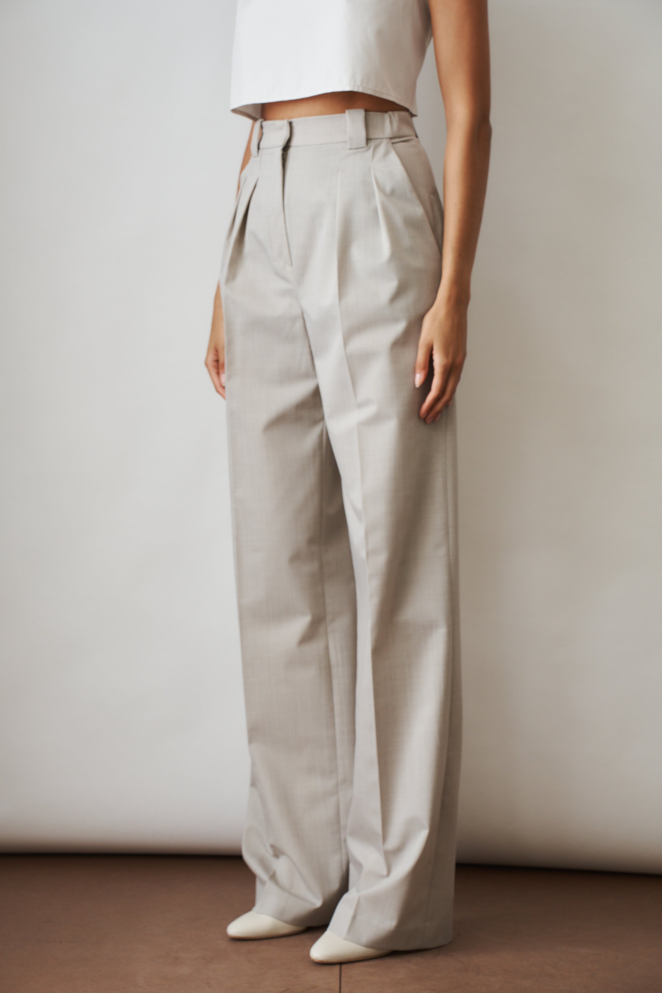 Taupe Viscose Wool Pants - DÉSORDRE