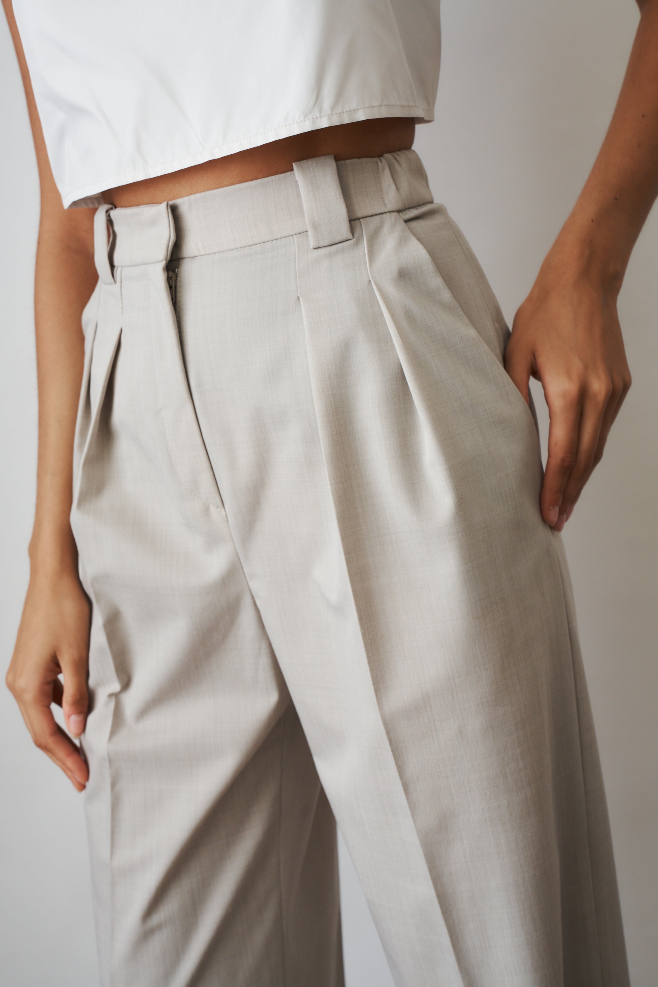Taupe Viscose Wool Pants - DÉSORDRE